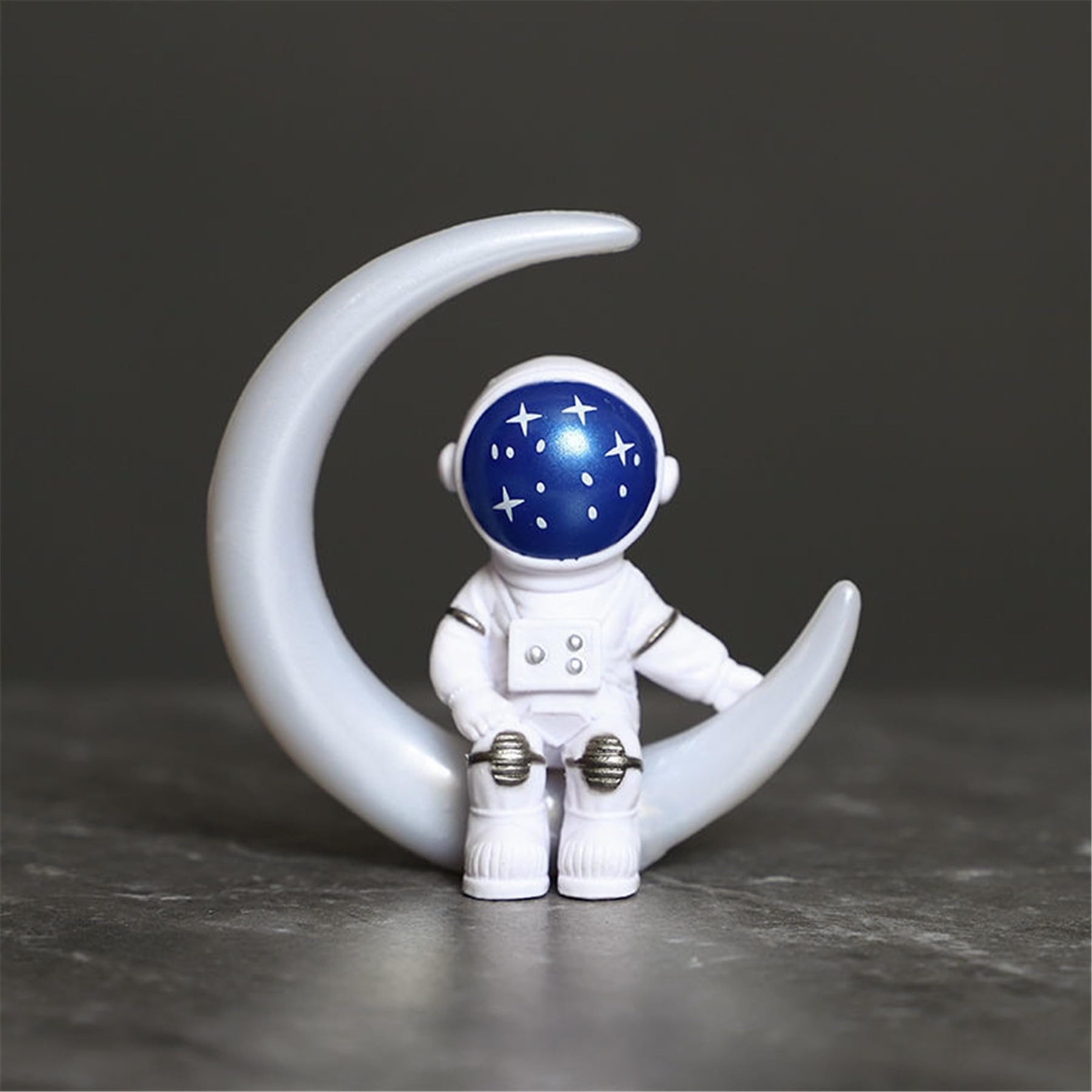 Blue and White Astronaut Figurines Set of 4 - Spaceman Sculpture Decor for Nursery, Cake Topper | Outer Space Theme Room Decor, Kids Birthday Party, Baby Shower, and Science-Themed Events