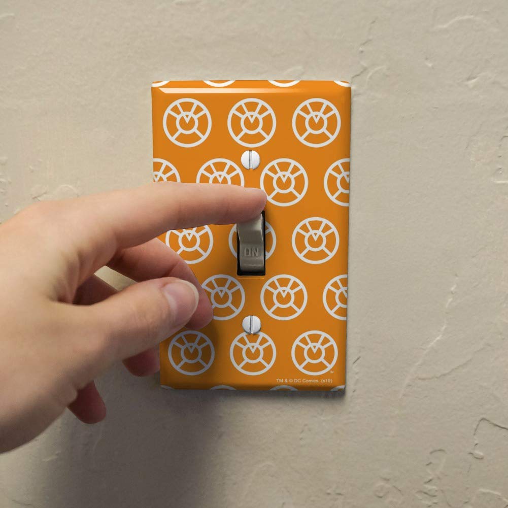 Green Lantern Blackest Night Orange Lantern Logo Plastic Wall Decor Light Switch Plate Cover - DC Comics Superhero Home Decor for Bedroom, Game Room & Collectors