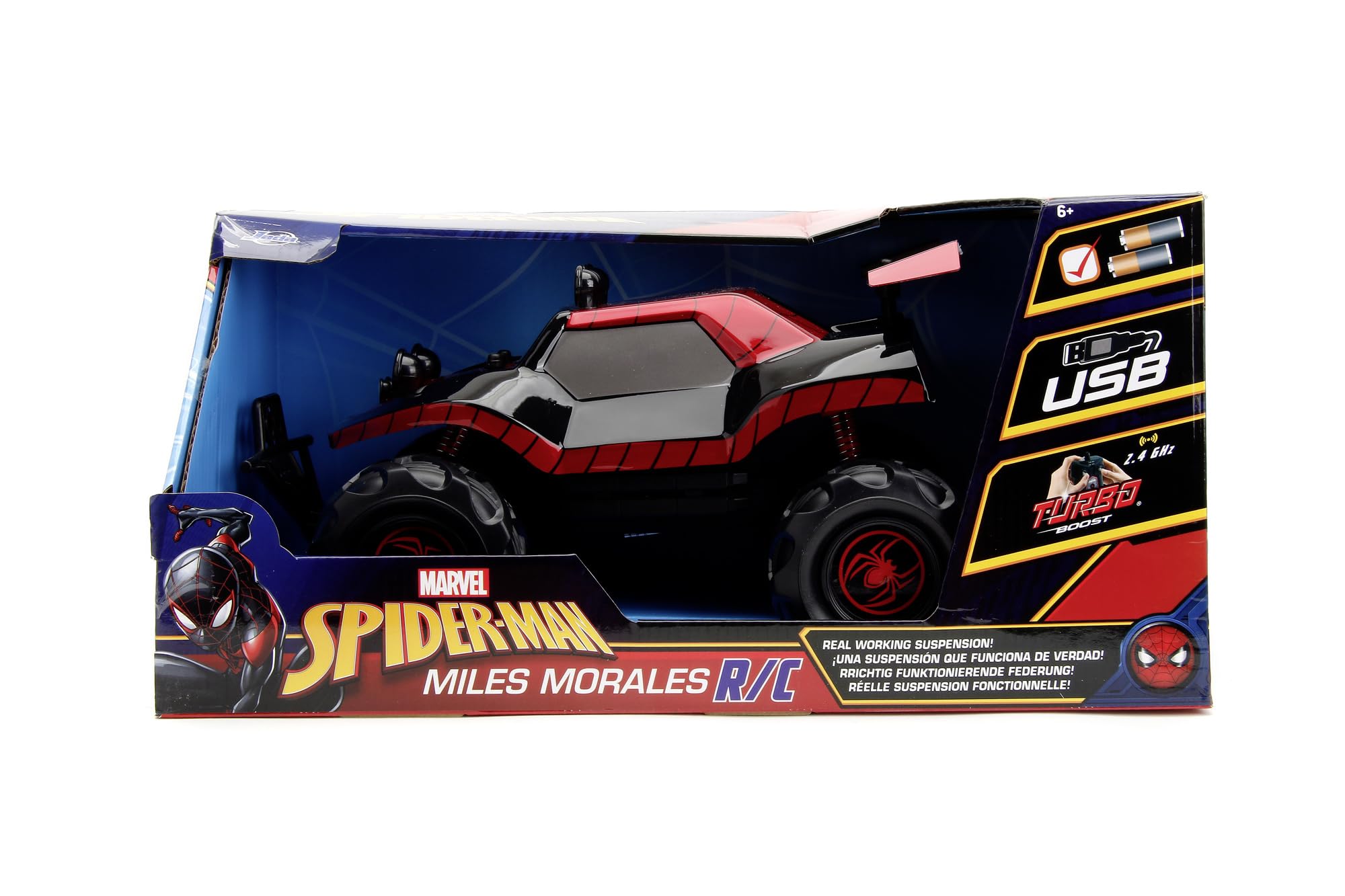 Jada Toys Marvel Miles Morales 1:14 Scale Remote Control RC Buggy Car - Spider-Man Inspired Toy for Kids, Collectors & Fans | Indoor & Outdoor Play, Birthday Gifts, Superhero Action Adventures
