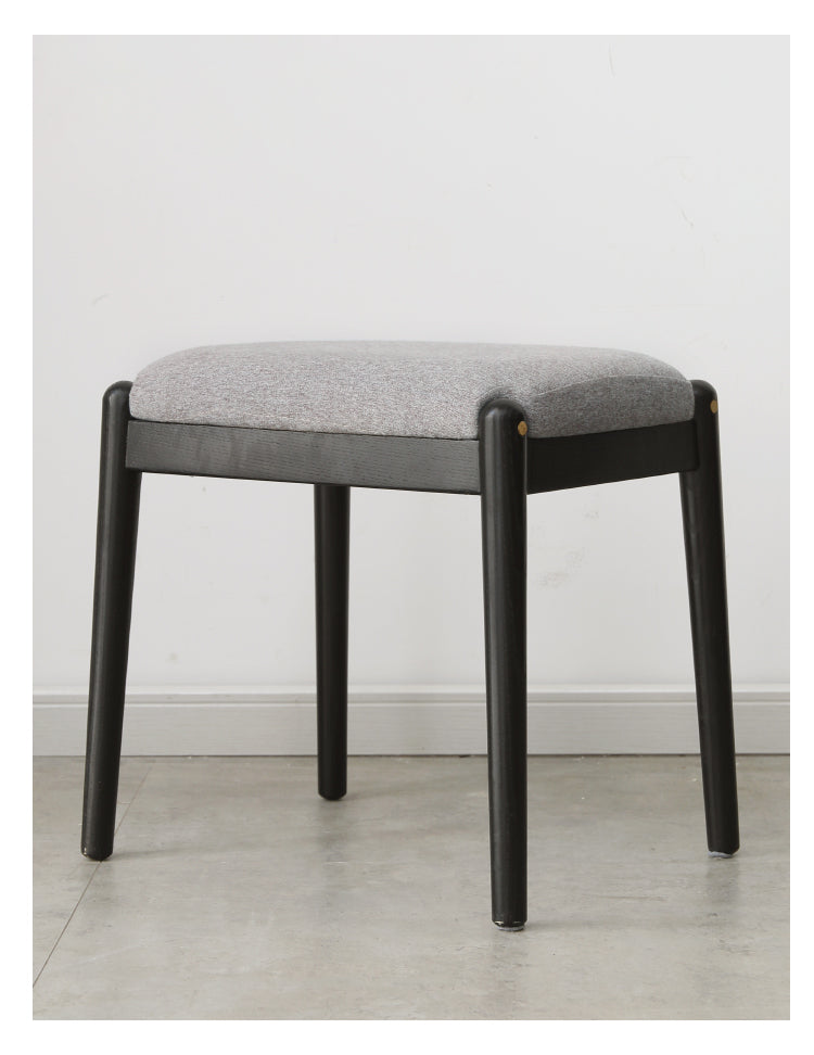 Solid Oak & Birch Wood Makeup Stool - Durable Vanity Seat with Comfortable Cushion for Bedroom, Bathroom & Dressing Room