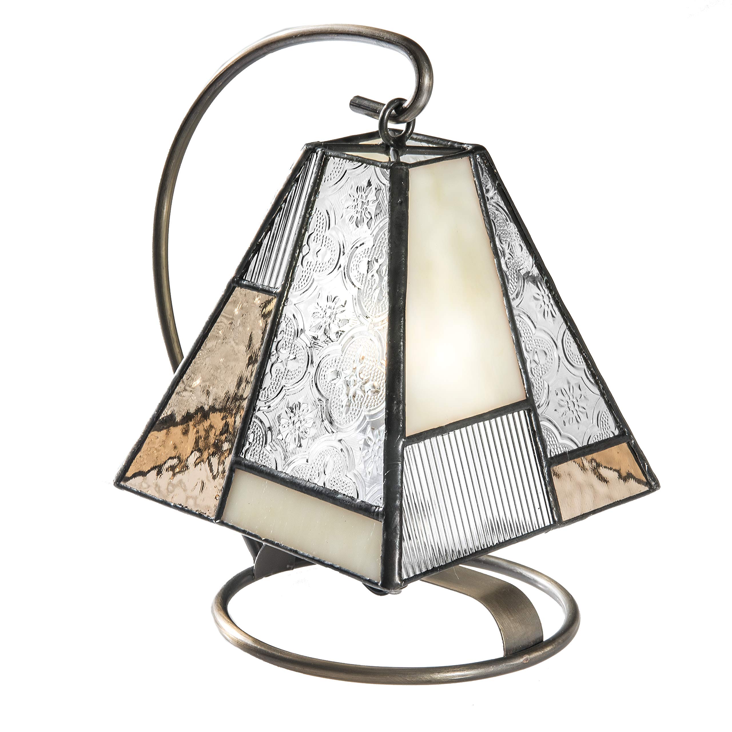Vintage Tiffany Style Stained Glass Table Lamp - Small Decorative Accent Night Light for Bedroom, Bathroom, Nursery - Beige Home Décor | Perfect for Cozy Reading Nook, Romantic Ambiance & Nursery Nightlight