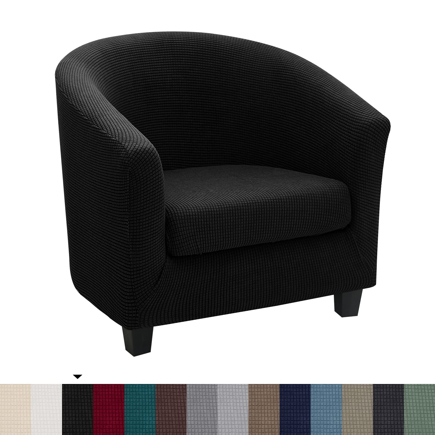 2-Piece Club Chair Slipcover Set with Cushion Cover - Soft Polyester Blend Jacquard Sofa Protector - Machine Washable Armchair Cover for Living Room, Bedroom & Office Furniture Protection
