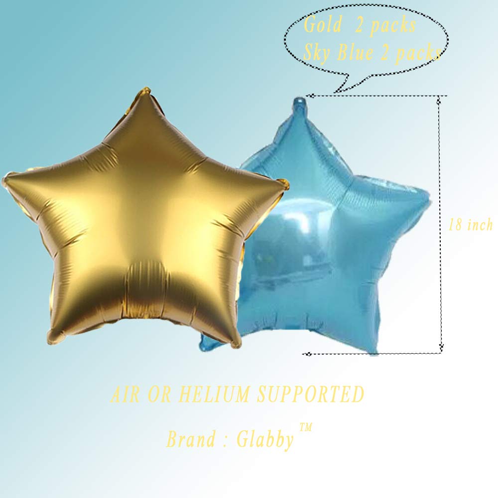 Happy Birthday Balloons Decorations - Light Blue & Gold Birthday Party Supplies for Kids, Boys & Girls | Baby Shower, Graduation, Anniversary Celebration Decor