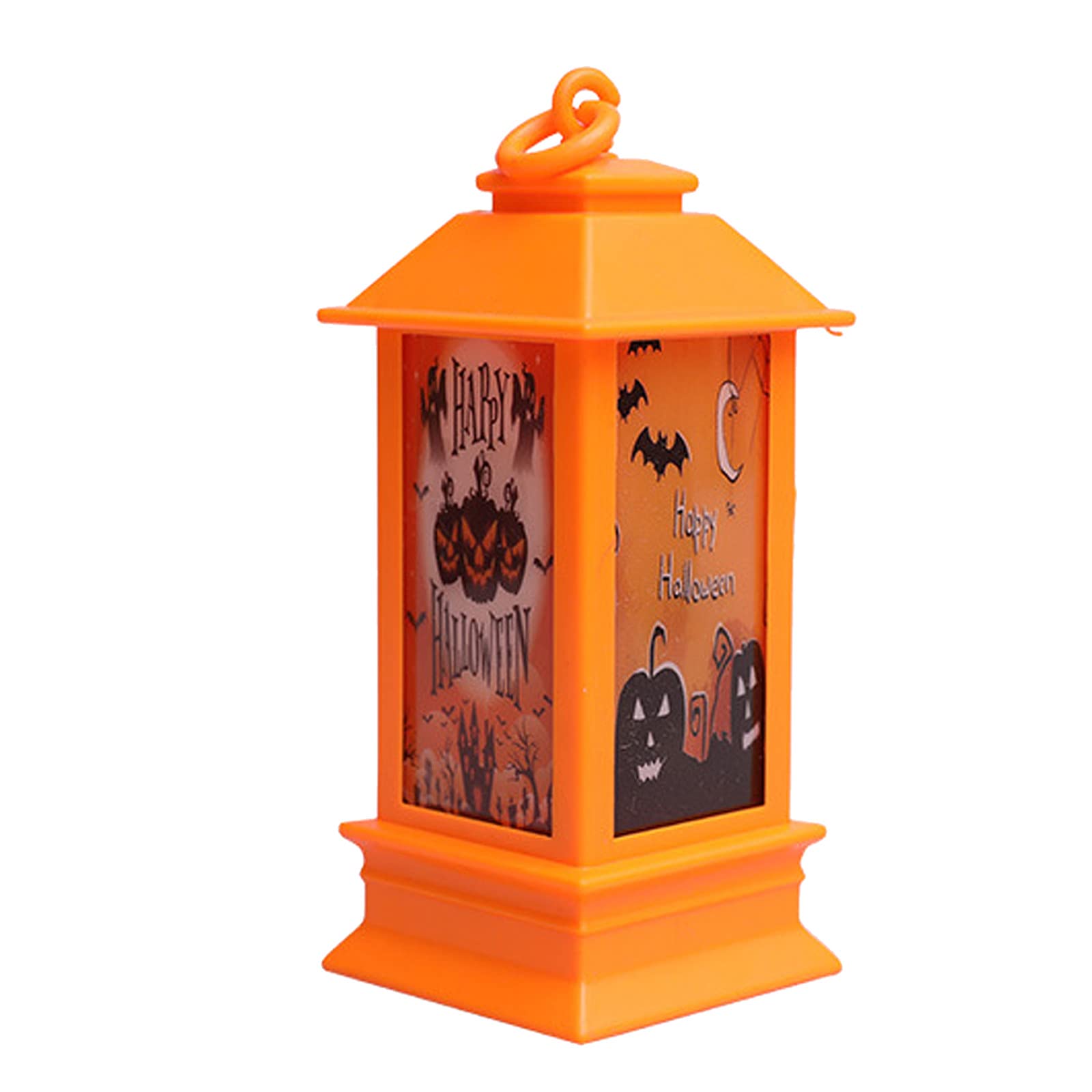 Portable Halloween Skeleton Pumpkin Lamp - 4 Corner Glowing Oil Lantern for Spooky Party Decorations, Skull Pumpkin Light for Indoor & Outdoor Halloween Decor