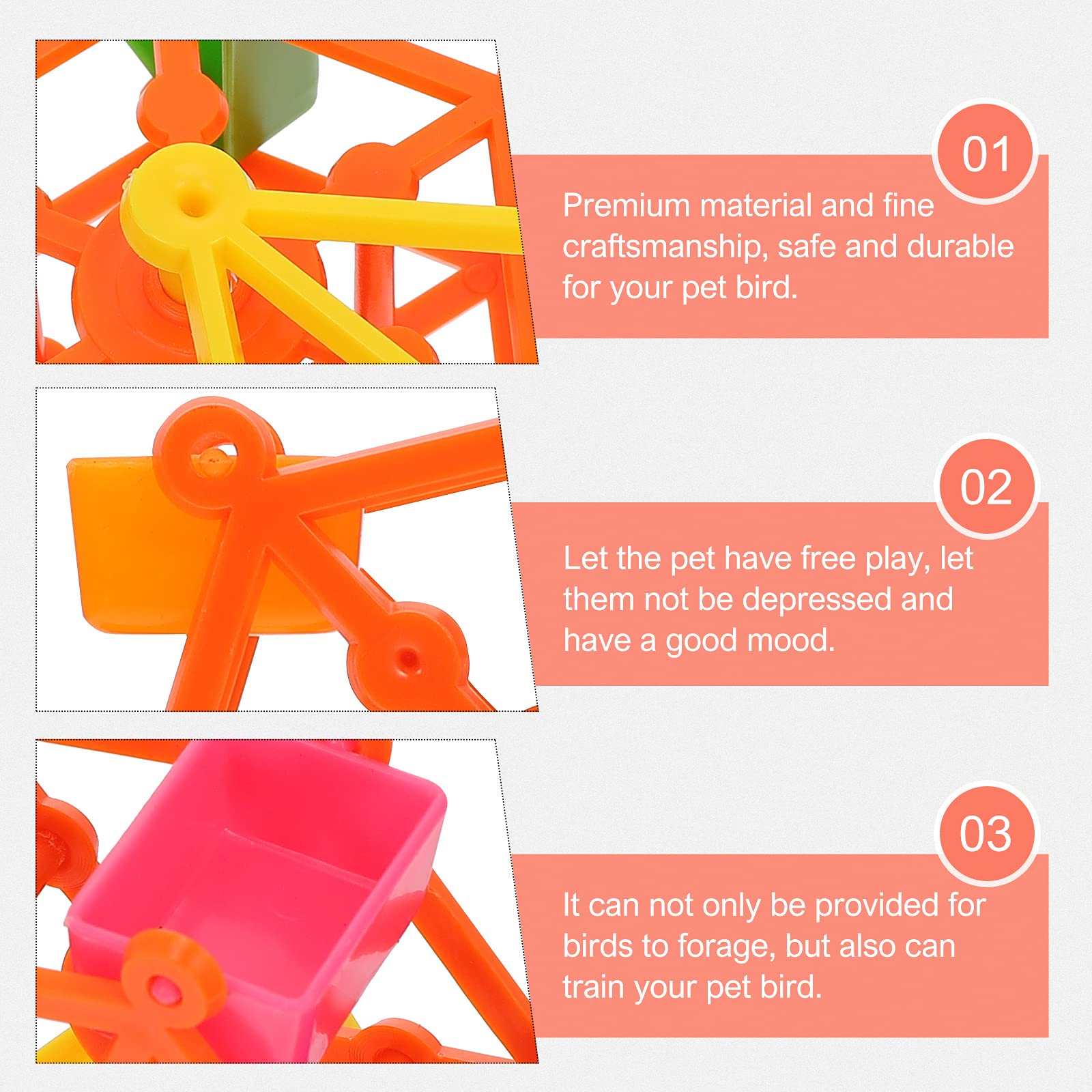 Baluue Parrot Foraging Toy - Windmill Chew Training Prop with Food Feeder, Bird Cage Decoration for Parakeets Cockatiels Conures | Interactive Plaything for Mental Stimulation & Beak Exercise