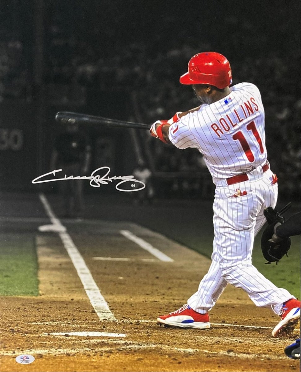 Jimmy Rollins Autographed 16x20 Philadelphia Phillies Batting Photo with PSA Hologram - Limited Edition Collectible for Baseball Fans & Sports Memorabilia Display