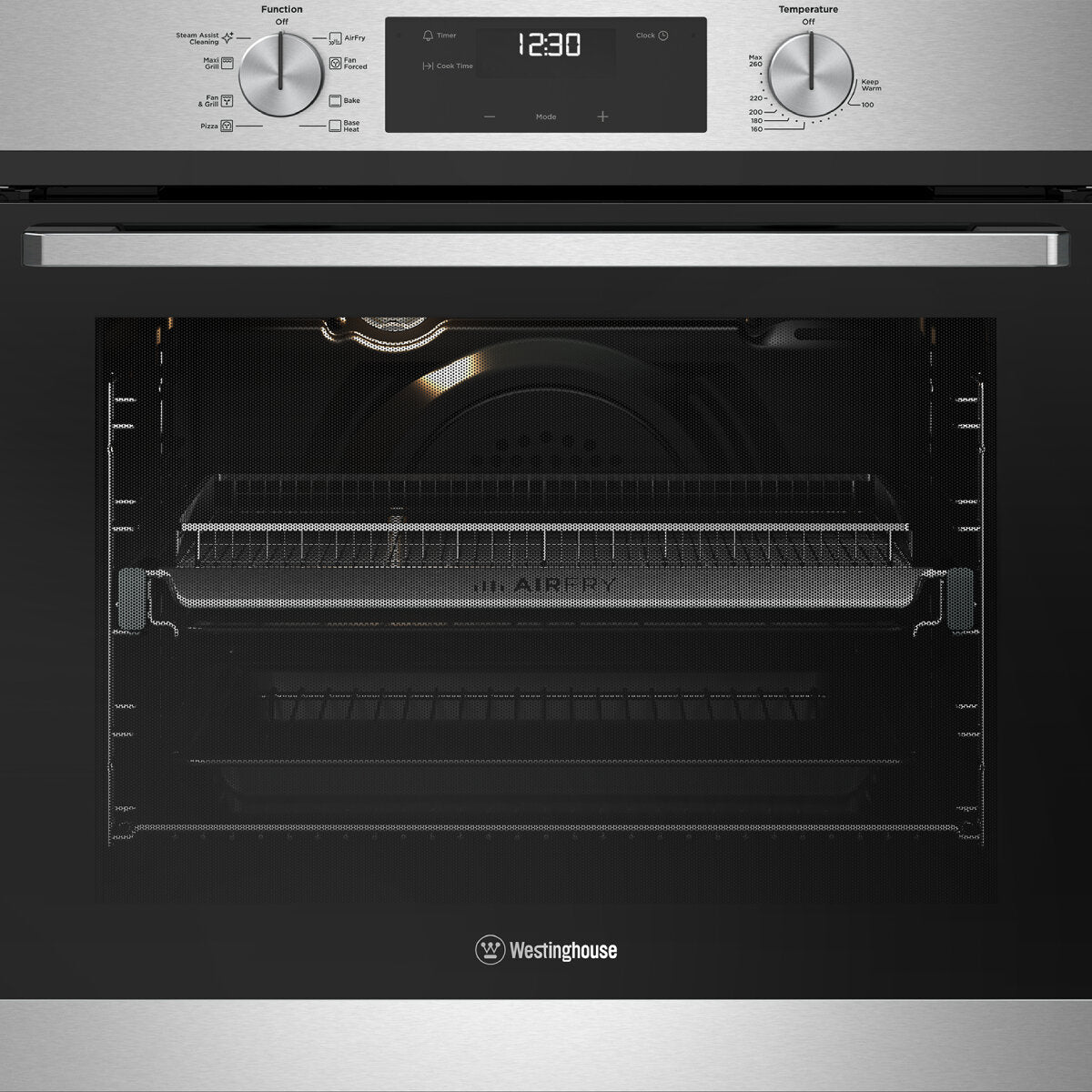 Westinghouse 60cm Multi Function Oven with Air Fryer, Convection Bake & Broil | Stainless Steel WVE6516SD | Perfect for Baking, Roasting & Air Frying in Home Kitchens
