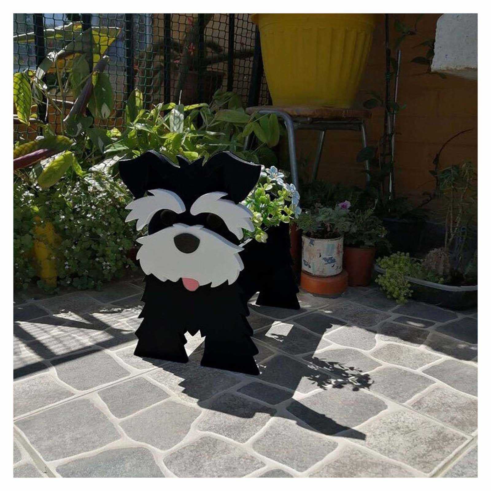 Yonatues Handmade Cute Schnauzer Dog Planter Pot - Animal Shaped Flower Pot for Cactus, Air Plants, Home & Garden Decor - Perfect Gift for Pet Lovers & Plant Enthusiasts (Indoor/Outdoor Use)