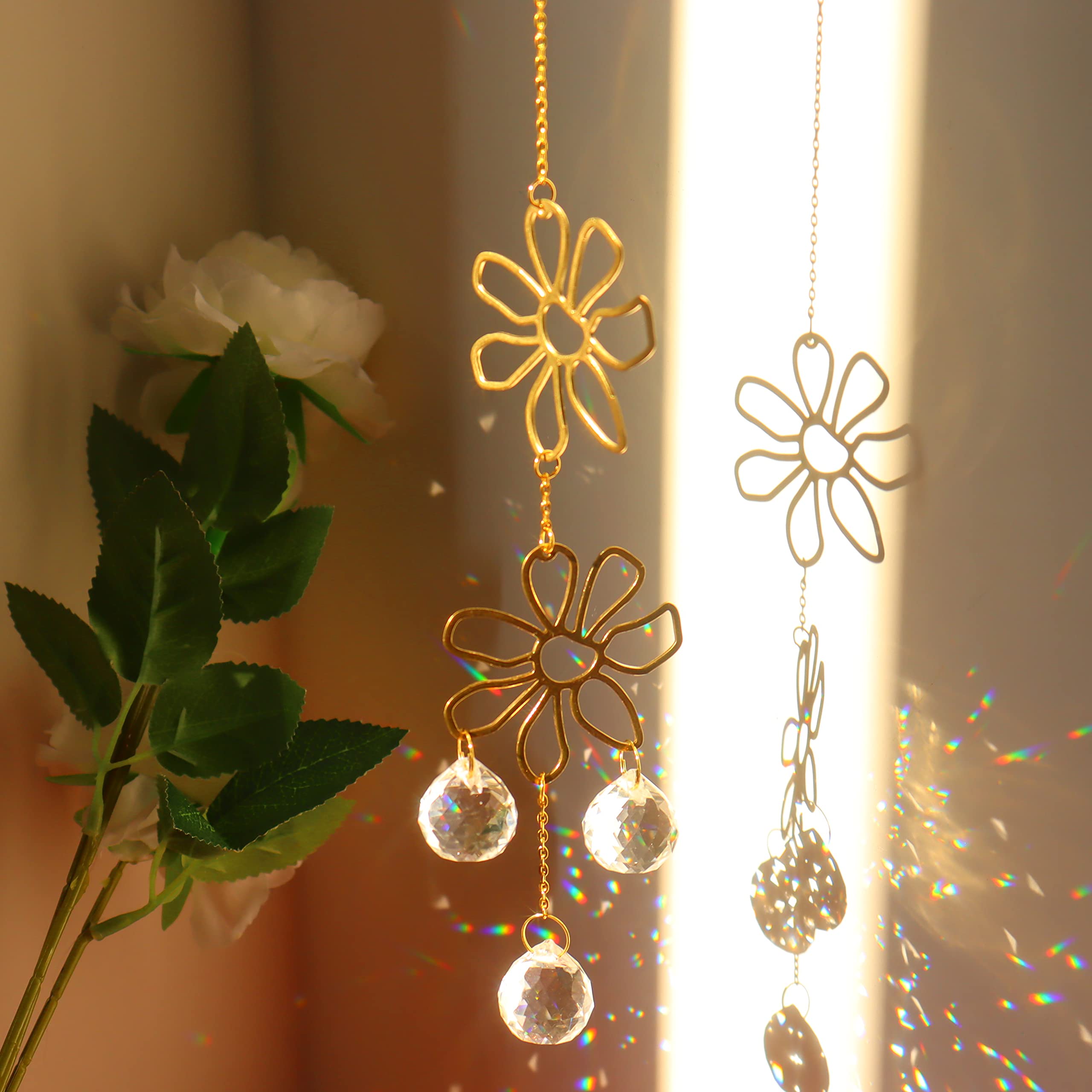 Rainbow Window Prisms - Crystal Sun Catcher Hanging Ornament for Home Decor, Garden, Wedding & Christmas | Creates Beautiful Light Reflections for Living Rooms, Bedrooms, Outdoor Spaces