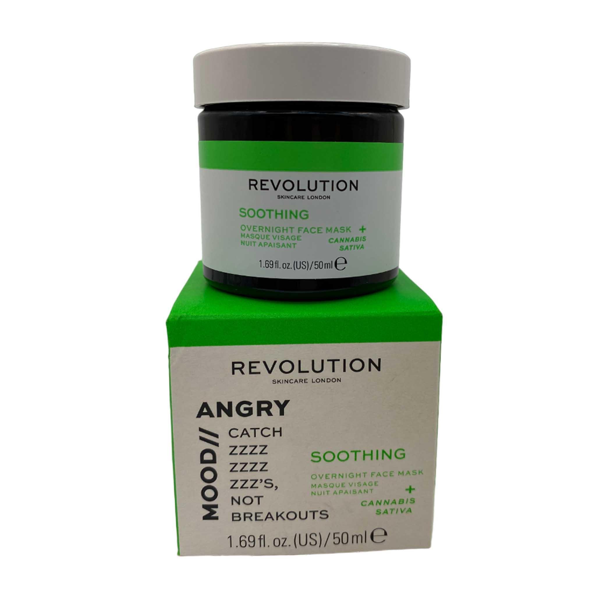 Revolution Soothing Overnight Face Mask with Cannabis Sativa - 24 Pcs Box - Hydrating & Calming Night Treatment for Dry & Sensitive Skin - Perfect for Nighttime Skincare Routine