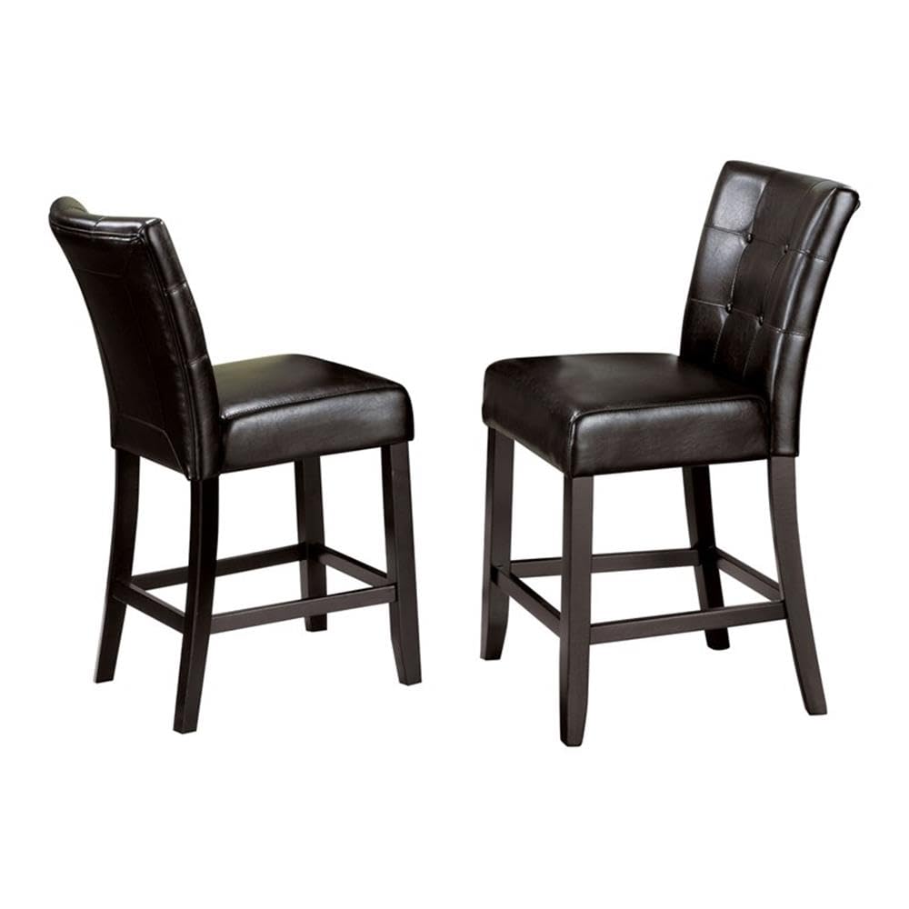 Furniture of America Peeves Wood Counter Height Bar Stools in Espresso (Set of 2) - Perfect for Kitchen Islands, Breakfast Nooks & Small Dining Spaces