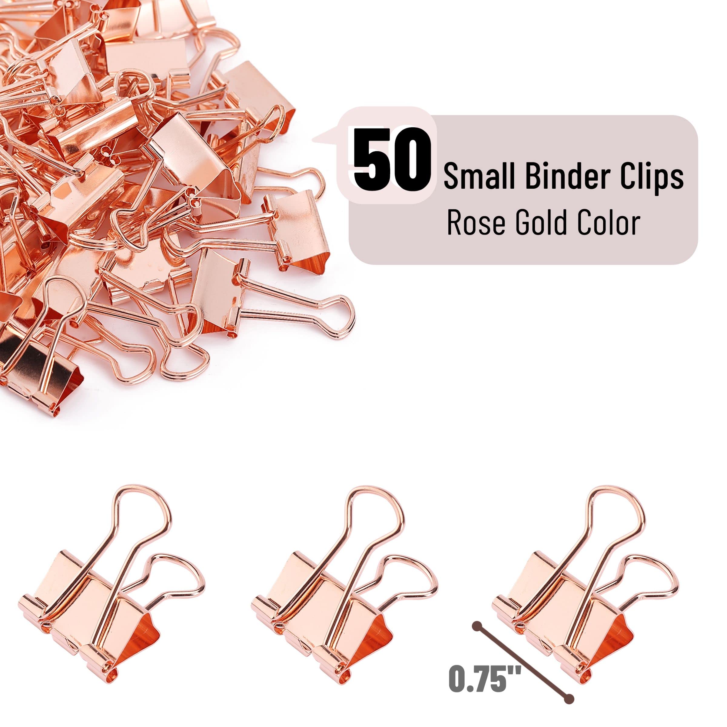 Mr. Pen- 50 Pack Rose Gold Small Binder Clips (0.75 Inch) - Mini Office Paper Clips for Organizing Documents, School Supplies, Craft Projects & Bulletin Boards