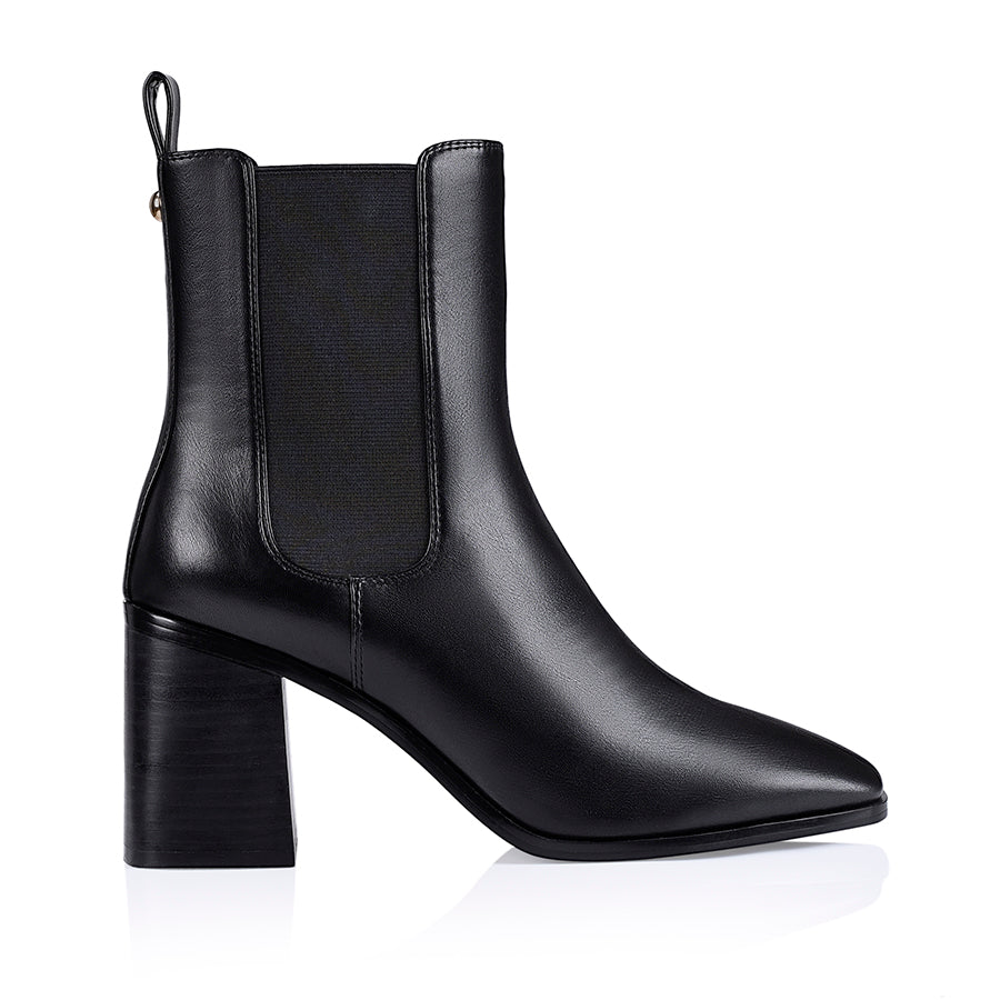 Link Chelsea Ankle Boots for Women - Black Smooth Leather - Perfect for Casual Outfits, Office Wear & Fall Fashion