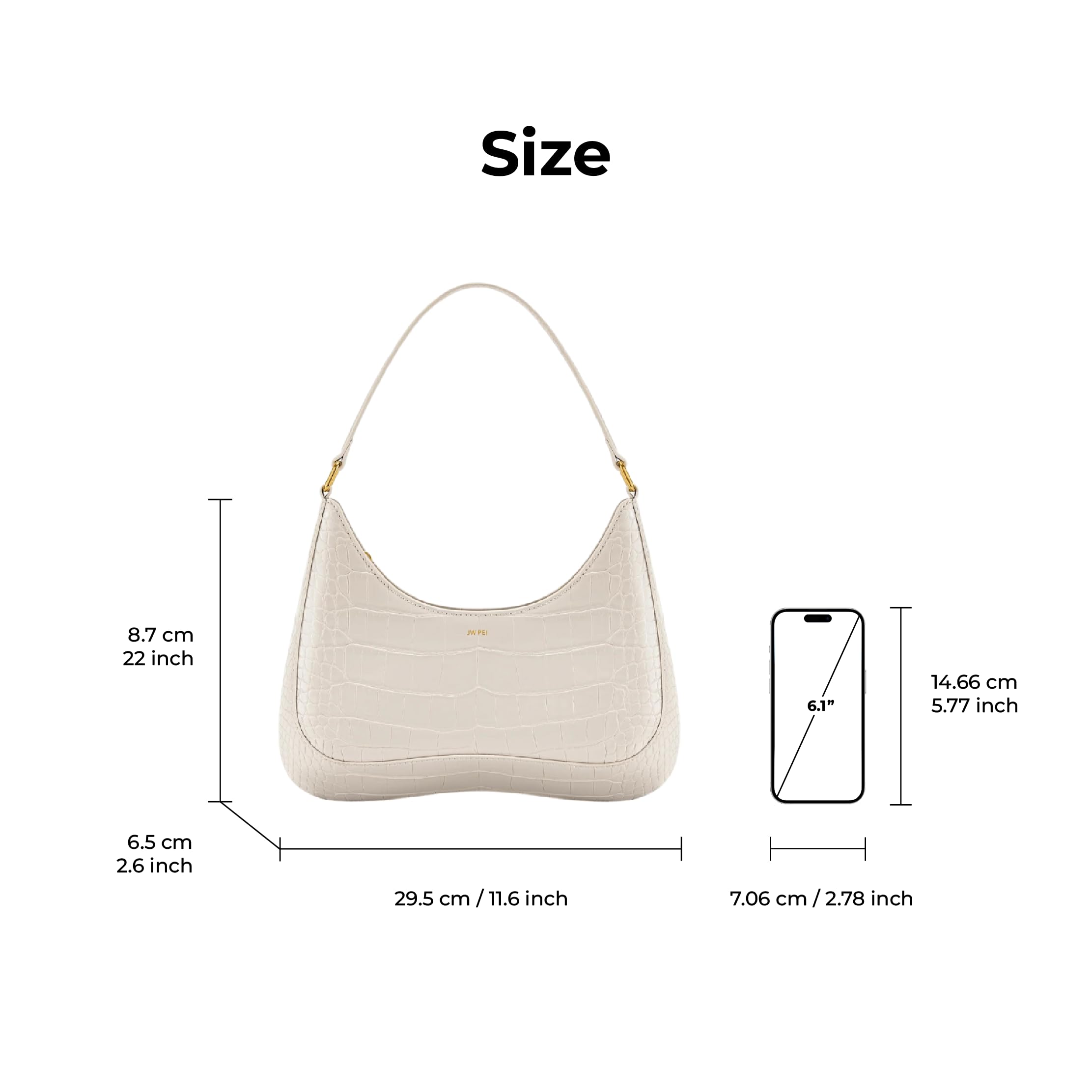 JW PEI Women's Ruby Shoulder Bag - Vegan Leather Crossbody Purse for Women, Fashionable Handbag with Adjustable Strap - Perfect for Work, Travel & Everyday Use