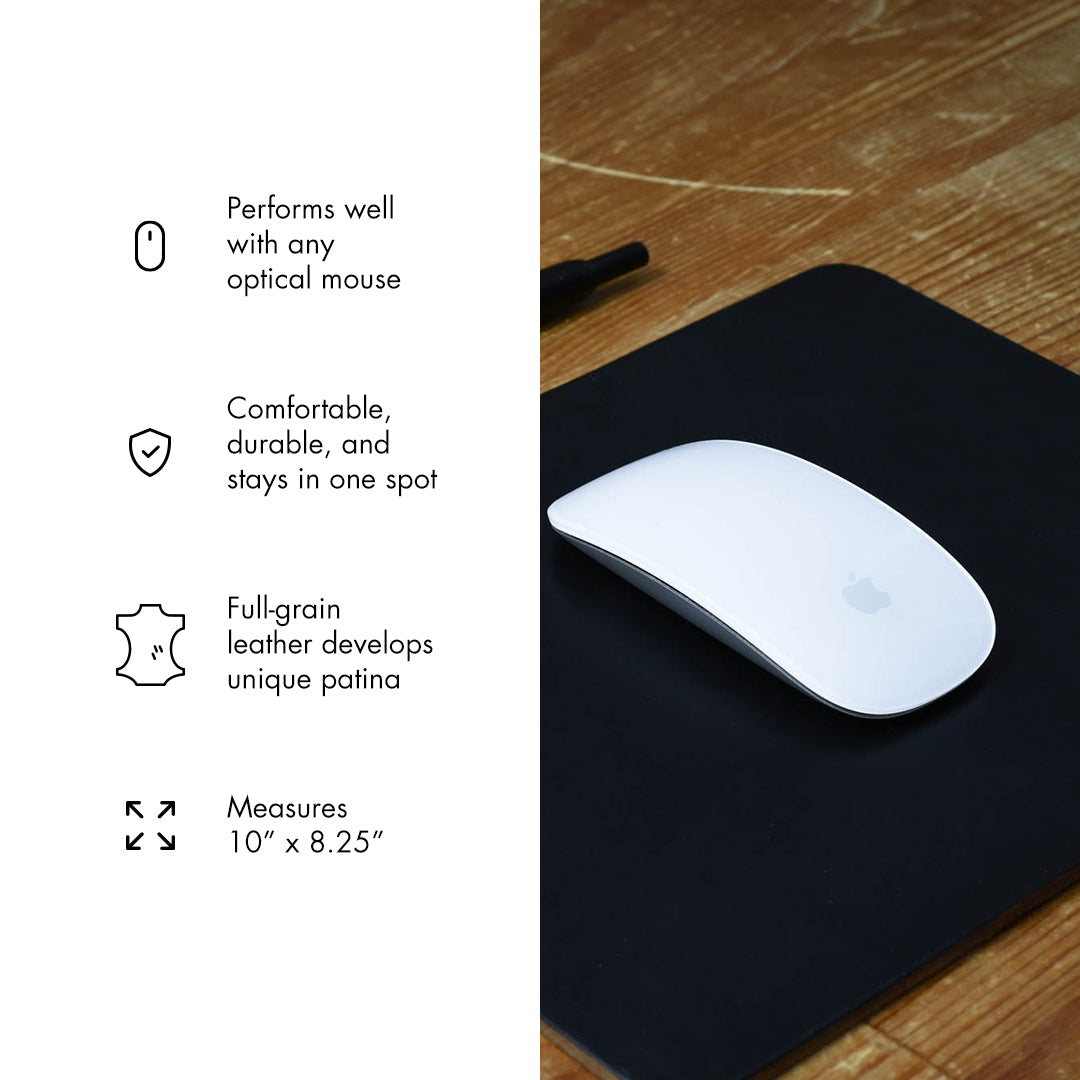 Premium Genuine Leather Mouse Pad - Non-Slip Desk Mat for Gaming & Office Work - Ergonomic Wrist Support for Computers & Laptops - Perfect for Home, Office & Gaming Setups