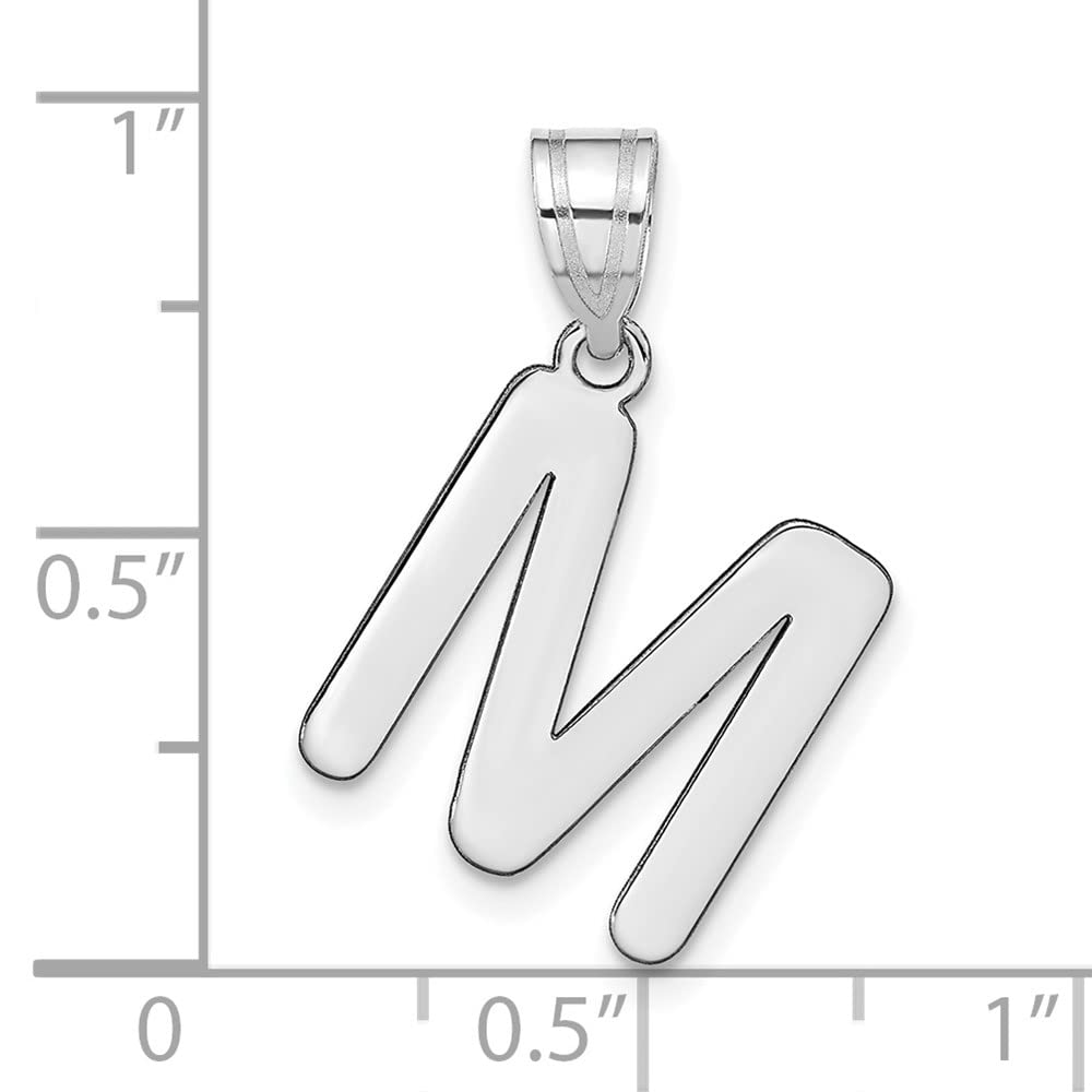 14K White Gold Polished Bubble Letter M Initial Pendant Necklace - Elegant Personalized Jewelry Gift for Women, Perfect for Birthdays, Anniversaries & Special Occasions
