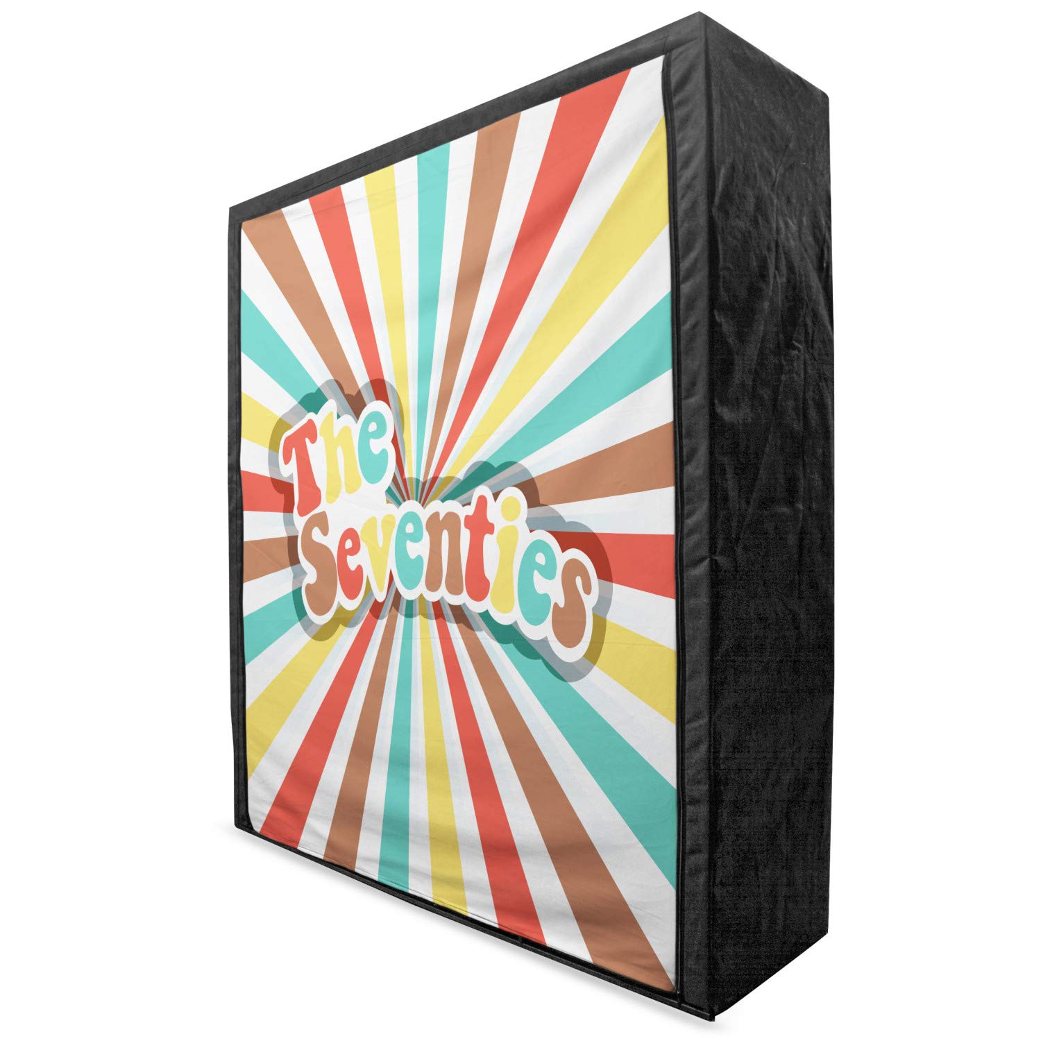Ambesonne 70s Retro Portable Fabric Wardrobe | Vintage Pastel Typography Print Clothing Organizer with Shelves | 59