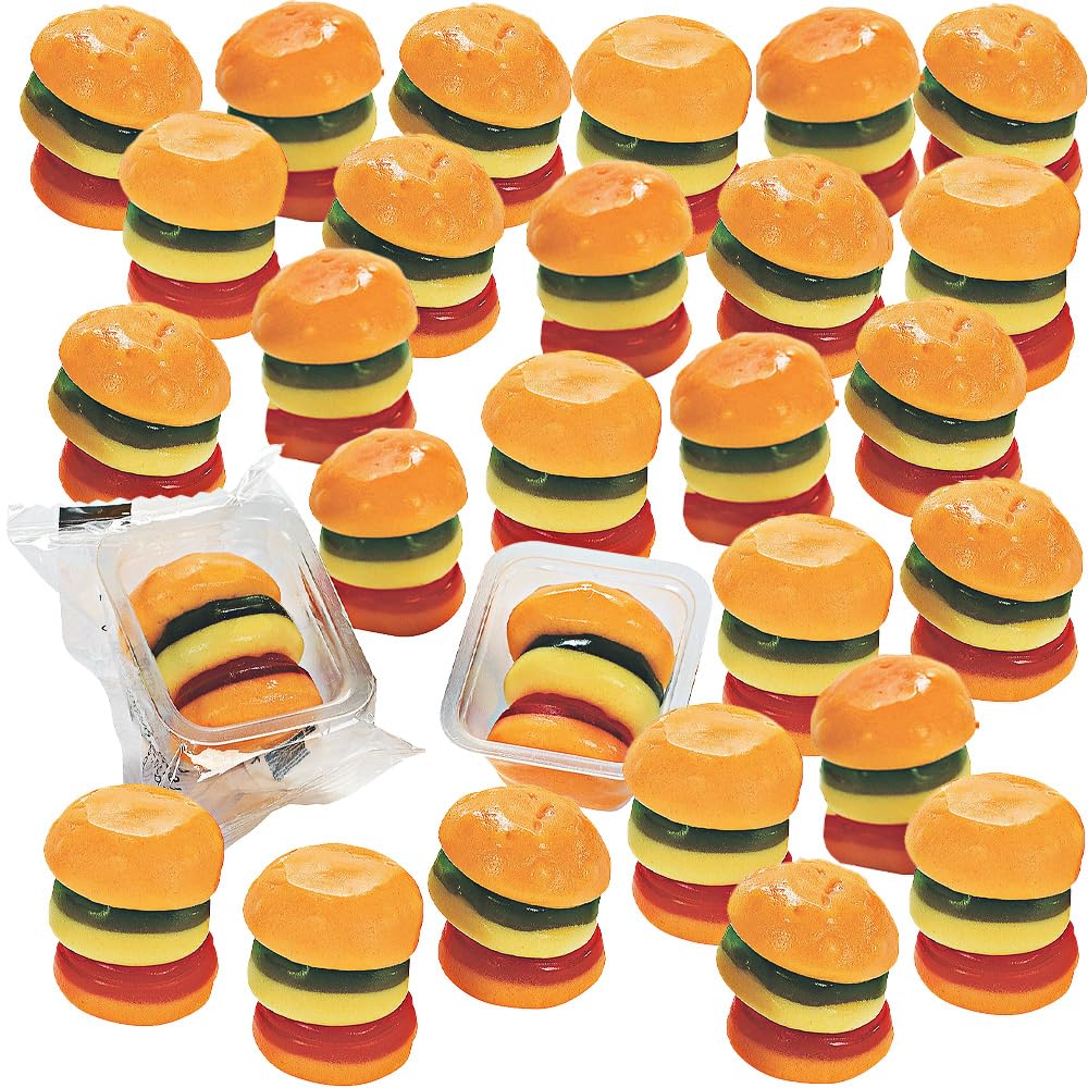 Gummy Mini Burgers - Soft & Chewy Candy Snacks - 50-Piece Pack - Perfect for Parties, Halloween Treats & Movie Night Snacks