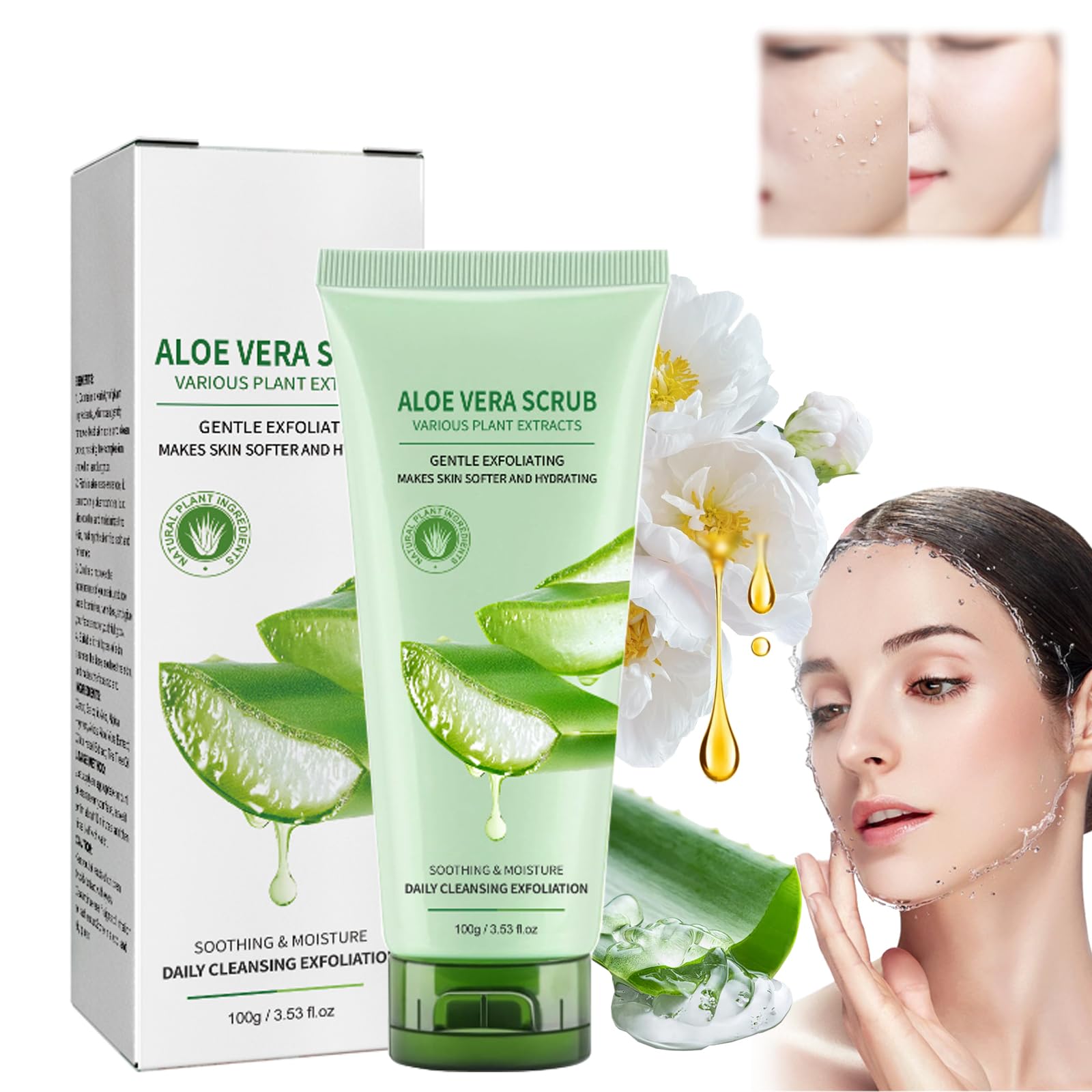 **Aloe Vera Exfoliating Cleansing Gel for Face & Body – Gentle Deep Cleansing & Nourishing Skin Scrub – 2PCS – Perfect for Daily Skincare & Spa Days**