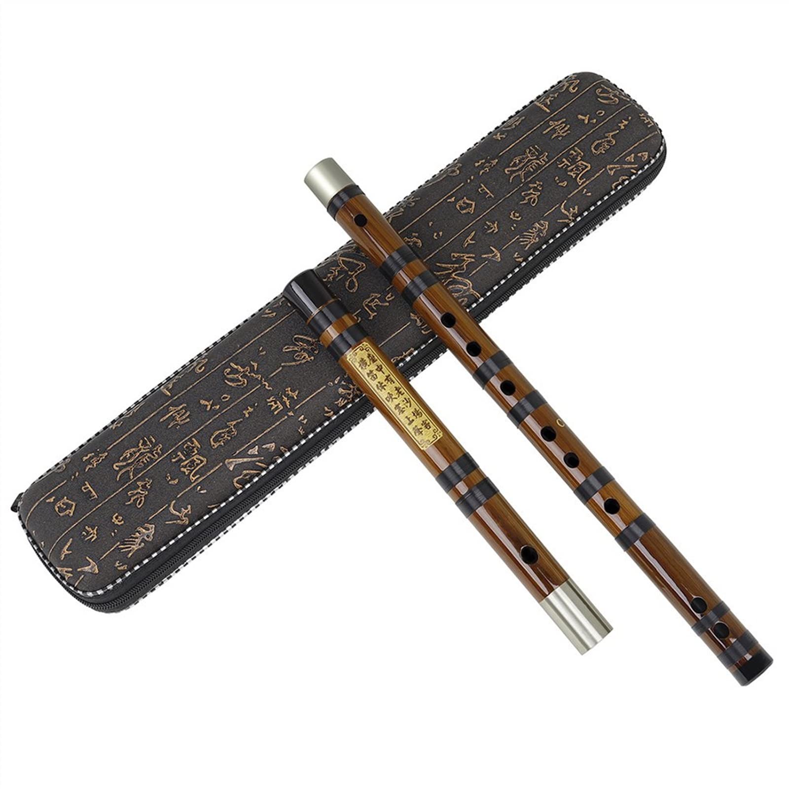 Premium Bamboo Flute - Traditional Chinese Dizi Wind Instrument in D Key (CDEFG) with Case - Perfect for Beginners, Meditation & Cultural Performances