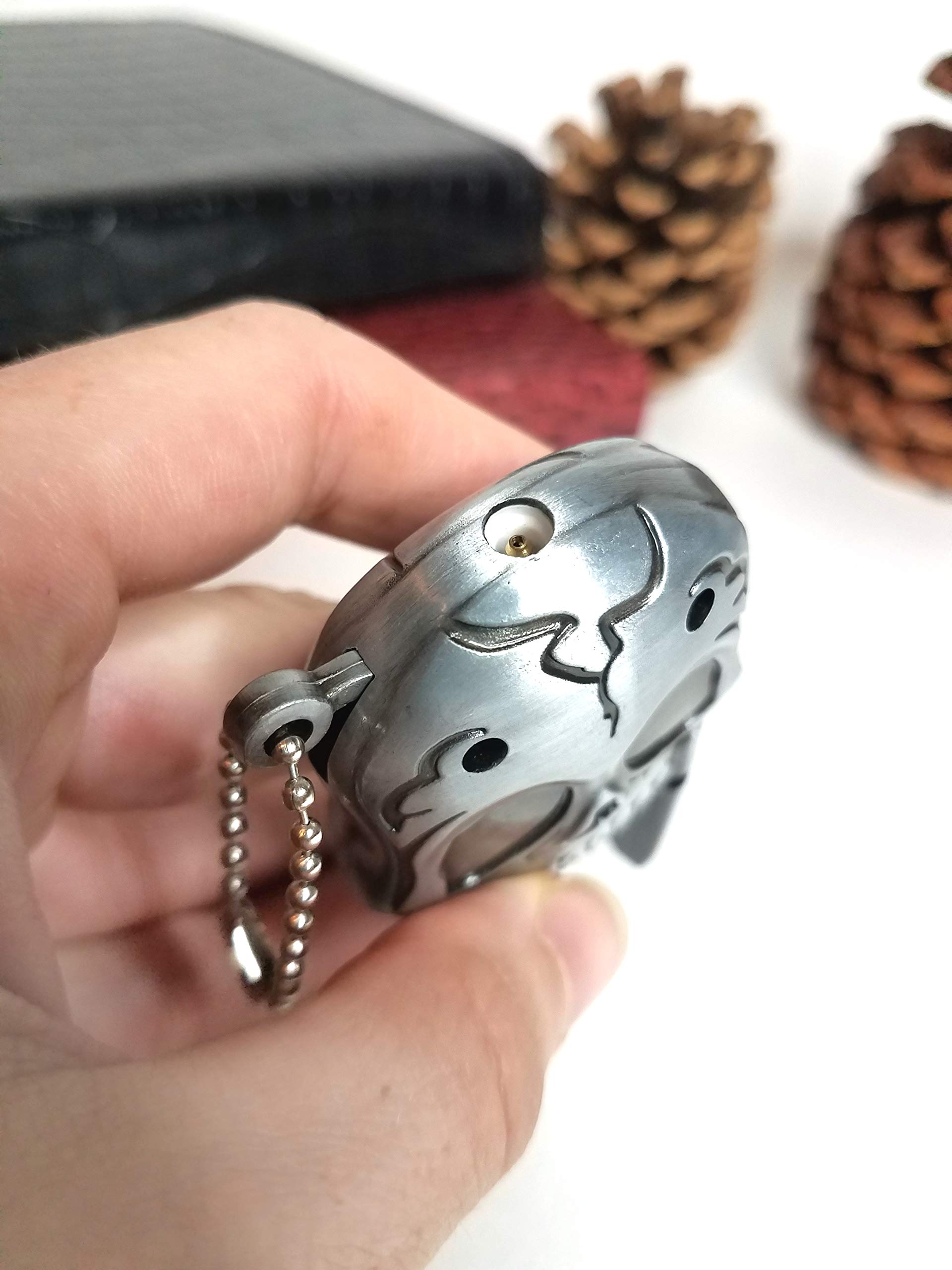 Skull Butane Lighter - Refillable Punk Collectible (Silver) for Outdoor & Parties