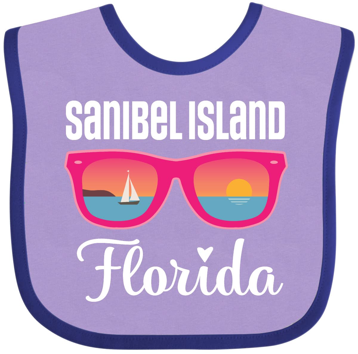 Inktastic Sanibel Island Florida Vacation Baby Bib - Soft & Absorbent for Messy Meals, Beach Trips & Family Outings