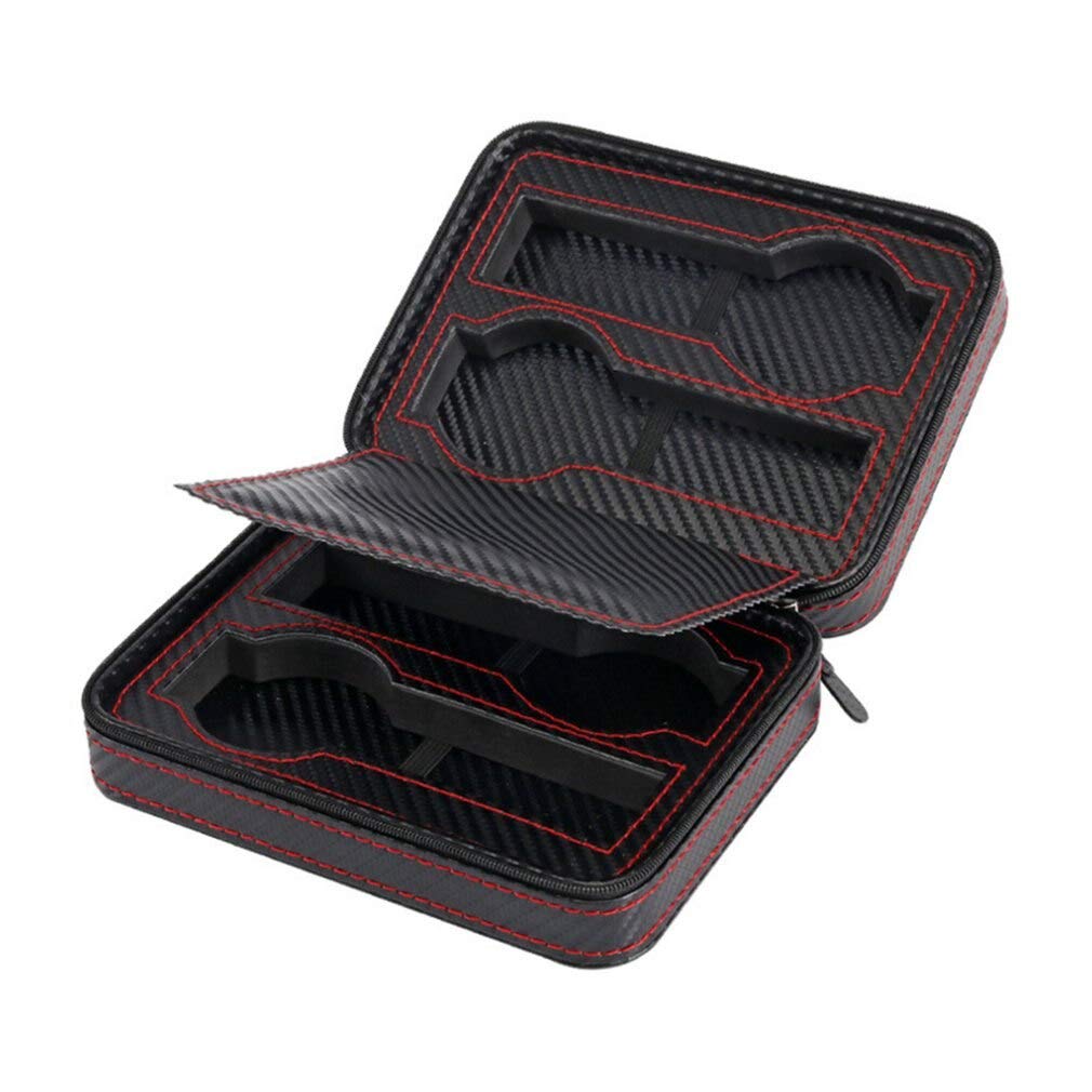 Premium Carbon Fiber Watch Box with 4/2 Slots - Zippered Travel Case for Men & Women | Portable Watch Display & Storage Organizer | Ideal for Travel, Home, Office & Gift Giving