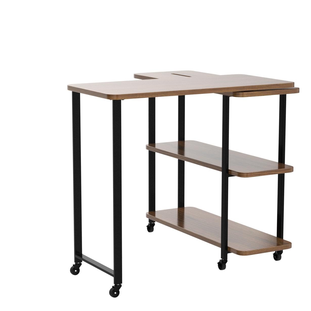 Tangkula 360° Rotating Side Table for Couch - 2-Tier Mobile Laptop Desk with Sturdy Metal Frame, Snack Table for Living Room, Bedroom & Home Office - Perfect for Working, Reading & Relaxing (Brown)