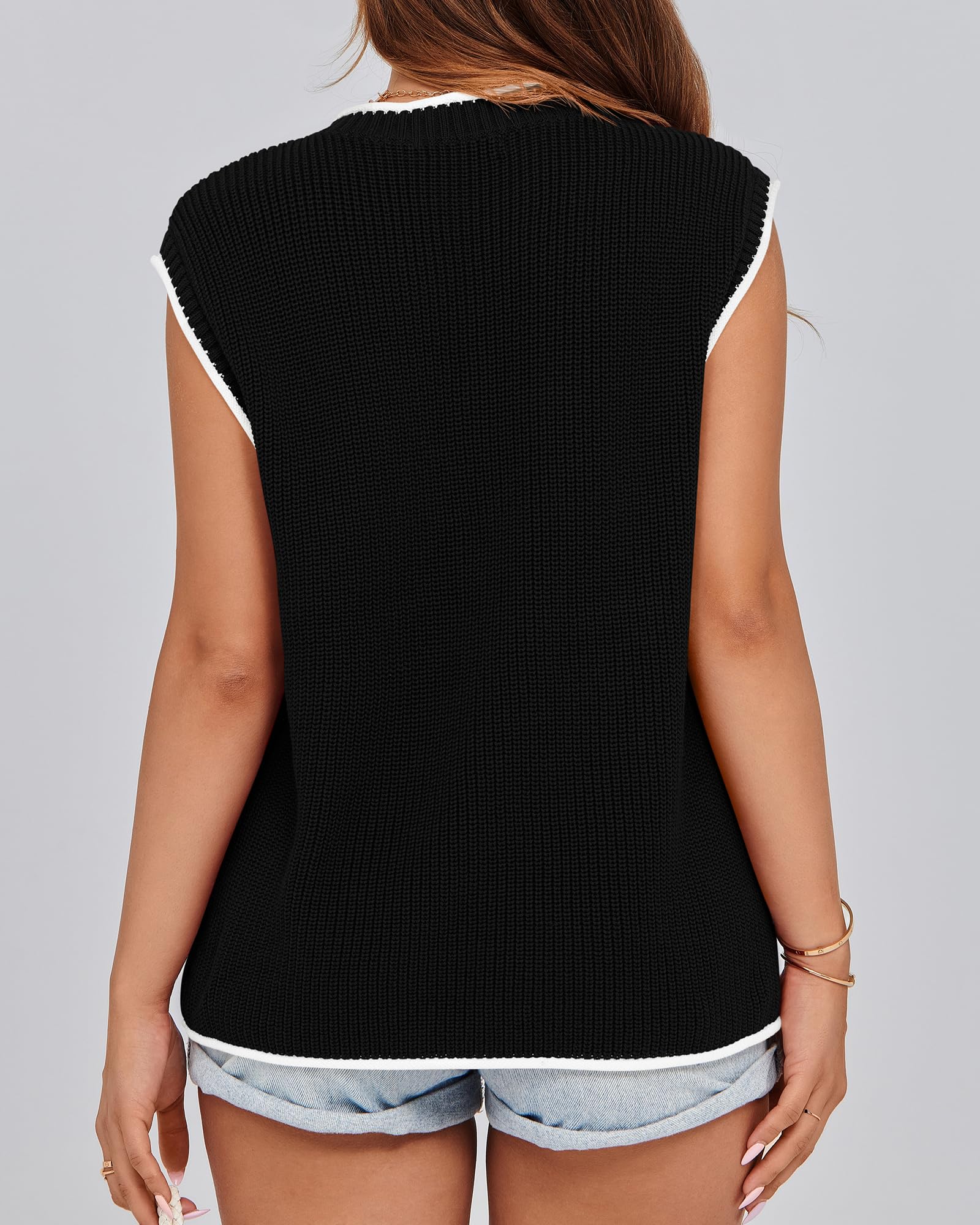 KIRUNDO Women's Ribbed Knit Cap Sleeve Sweater Vest - Sleeveless Crewneck Pullover Tank Top for Casual Summer Wear 2025 | Perfect for Beach Outings, Office Layering & Weekend Brunch