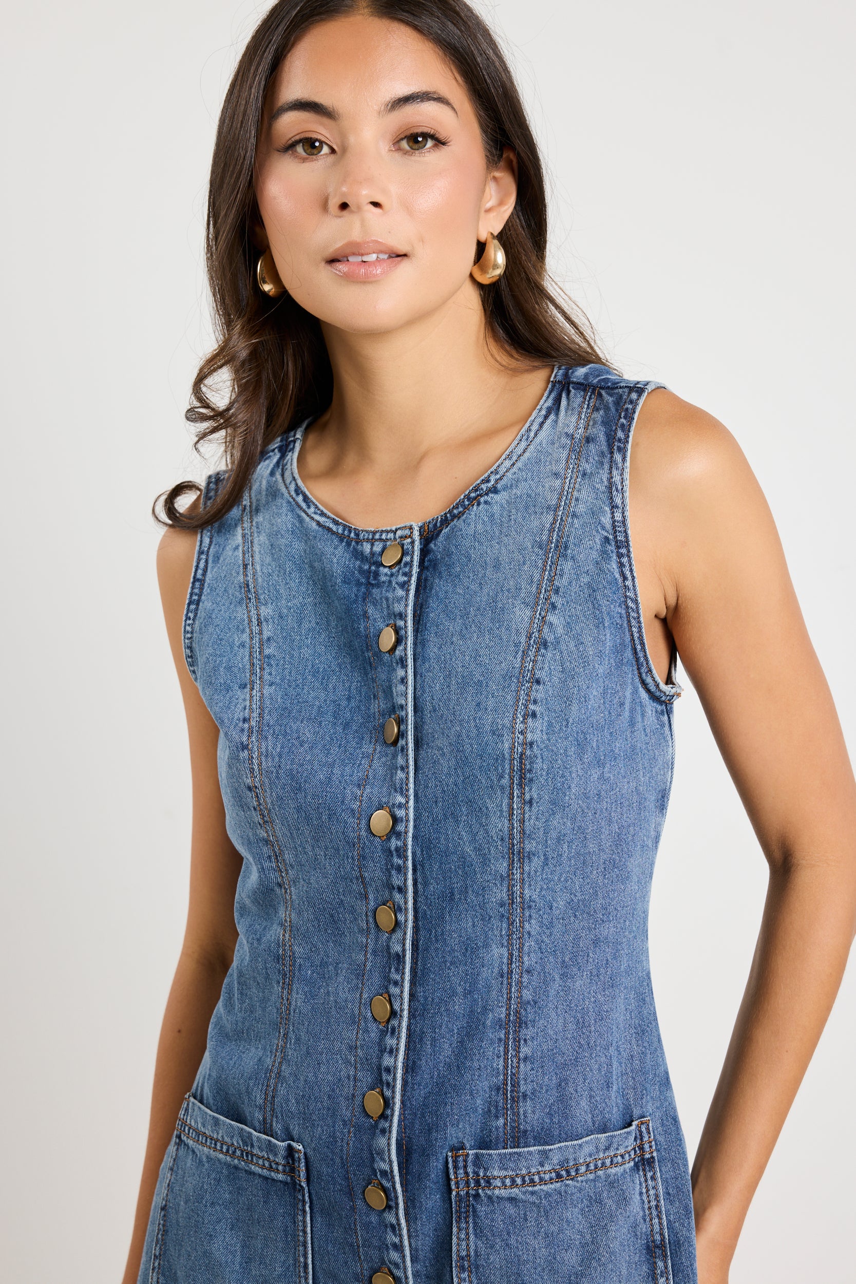 Stylish Avenue Mineral Blue Denim Mini Vest Dress for Women - Perfect for Casual Outings, Date Nights & Summer Fashion