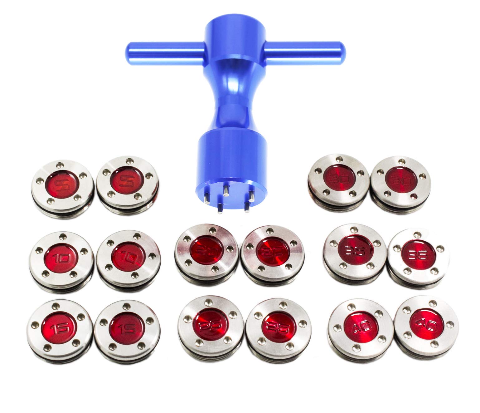 HISTAR 2-Piece Golf Putter Weight Kit - Custom Red Weights + Blue Wrench Compatible with Titleist Scotty Cameron Putters | Perfect for Golf Club Customization & Performance Enhancement