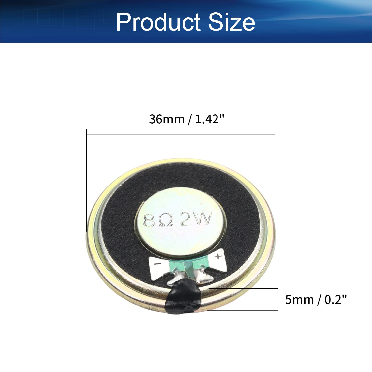 Heyiarbeit 2W 8 Ohm DIY Magnetic Speaker - 36mm Round Replacement Loudspeaker for Audio Projects, Guitar Amps, and Home Theater Systems
