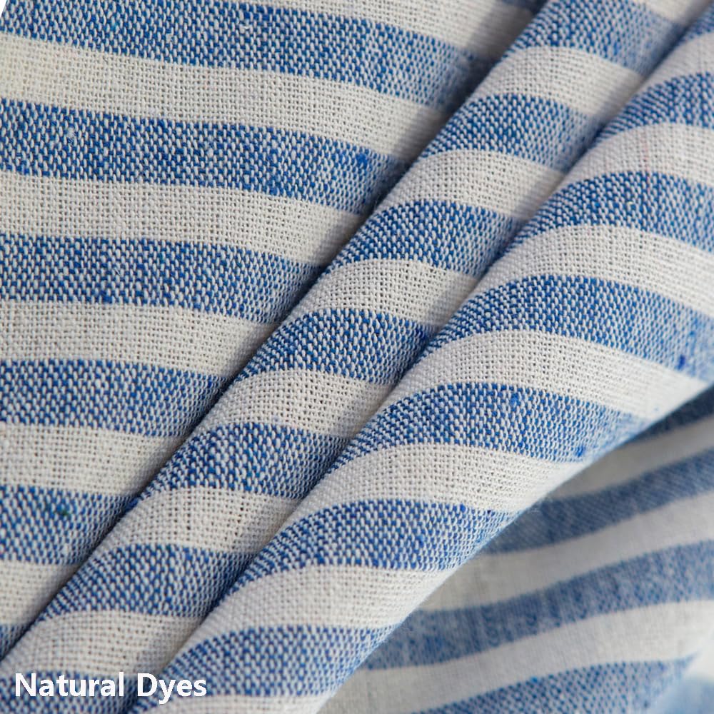 Premium Cotton Tablecloth - Blue and White Striped Rectangle Table Cover 102