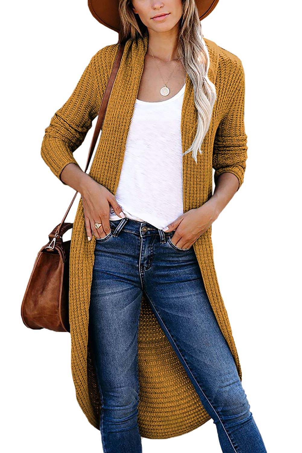 Jayscreate Women's Chunky Knit Waffle Cardigan Sweater - Thick Long Sleeve Two-Way Casual Shrug (Black) | Perfect for Fall Layering, Office Wear & Cozy Evenings