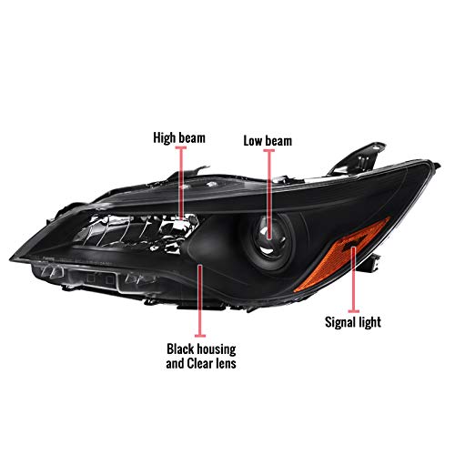 **2015-2017 Toyota Camry Clear Lens Black Bezel OE Style Replacement Projector Headlights – Direct Fit, High Performance, Durable – Perfect for Night Driving & Upgrades**