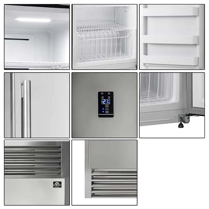 Forno 28 Rizzuto Pro Style Dual Combination Refrigerator & Freezer - 32LS Stainless Steel Commercial Fridge with Freezer (Model FFFFD1933) | Perfect for Restaurants, Catering & Home Kitchens