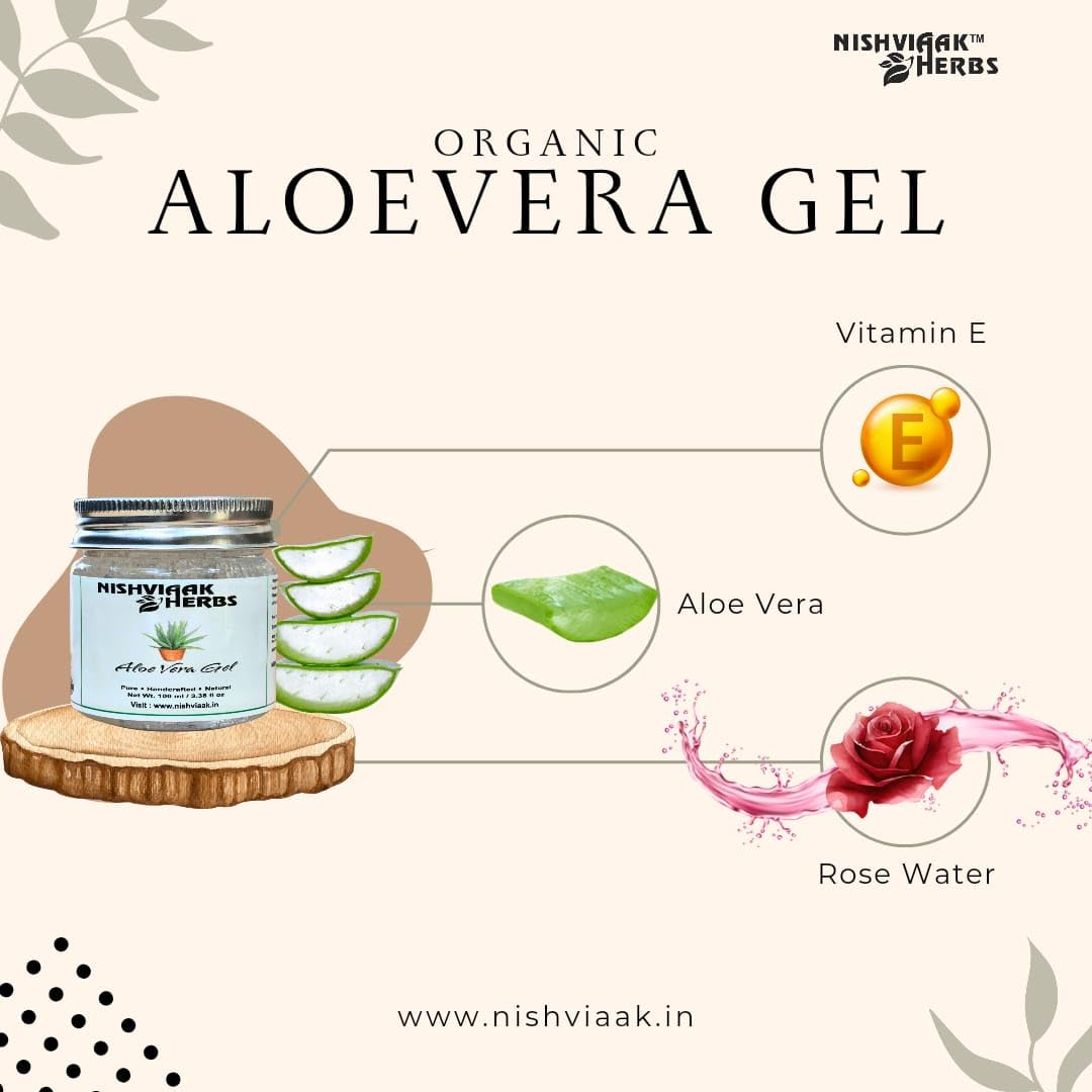Nishviaak™ Organic Aloe Vera Gel for Skin & Hair Care - Soothes Sunburn, Hydrates Dry Skin, Promotes Hair Growth | Perfect for Face, Body & Scalp Treatment