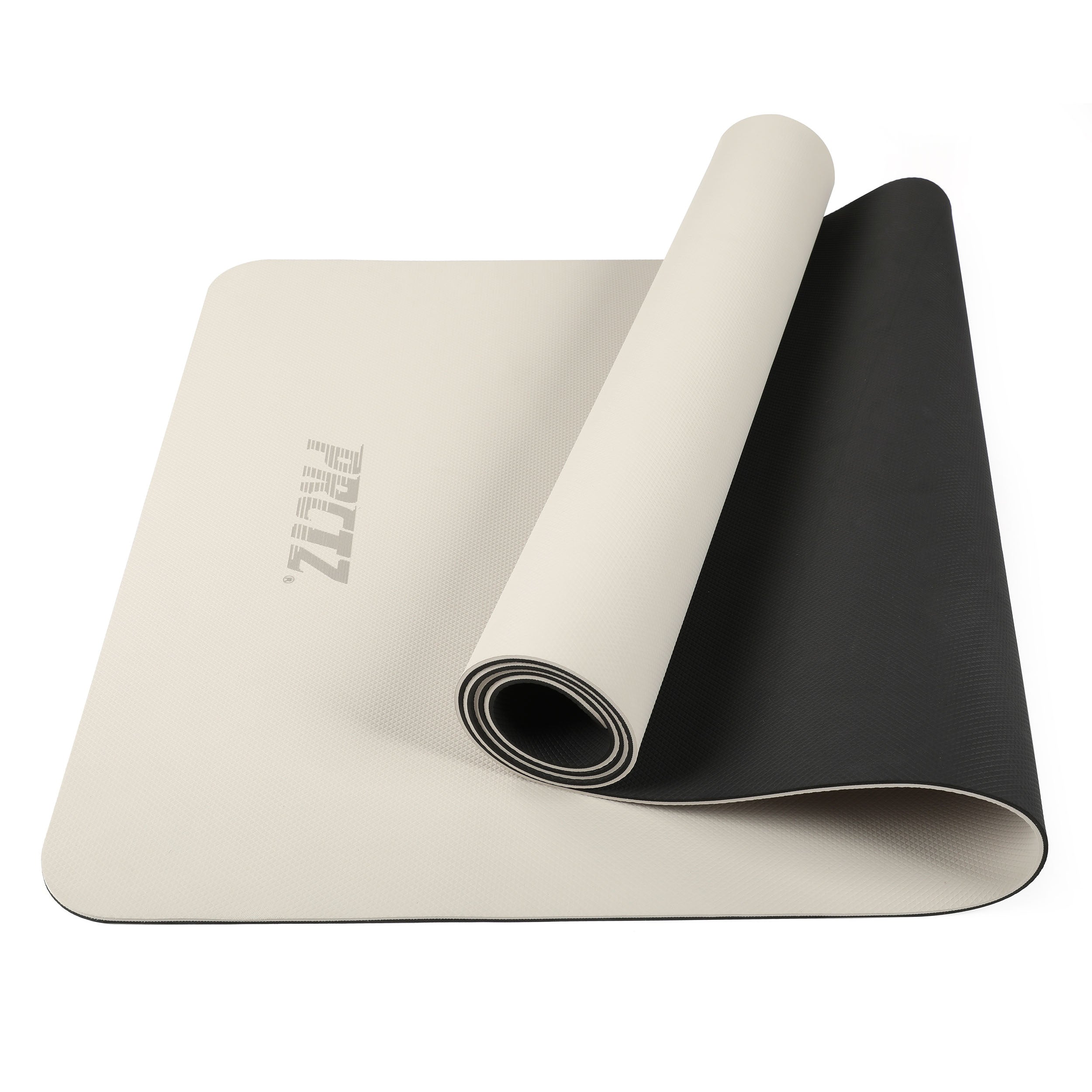 PRCTZ 5mm Thick Non-Slip TPE Yoga Mat for Women & Men - Extra Wide Exercise Mat for Yoga, Pilates, Home Workout & Gym - Eco-Friendly Off-White Fitness Mat