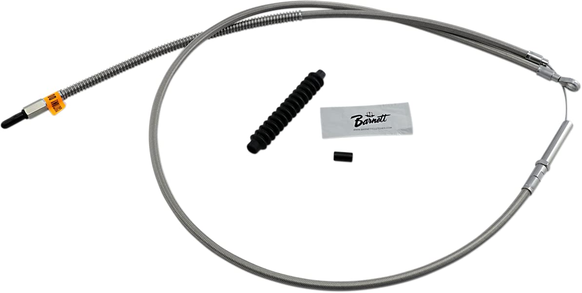 Barnett Performance Products 102-30-10046-10 Stainless Steel Clear-Coated Motorcycle Clutch Cable (+10 Inch) - Durable Replacement for Harley, Honda, Yamaha & More - Perfect for Off-Road, Racing & Custom Bike Builds