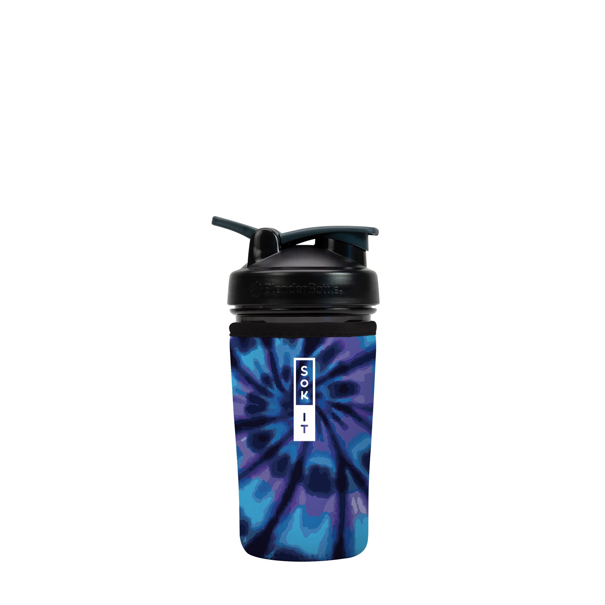 Insulated Neoprene Protein Shaker Bottle Cover - Sok It Botl Sleeve for 24oz Blenders | Leak-Proof & Sweat-Free Workout Essential | Perfect for Gym, Running & Post-Workout Recovery (Blue Tie Dye)