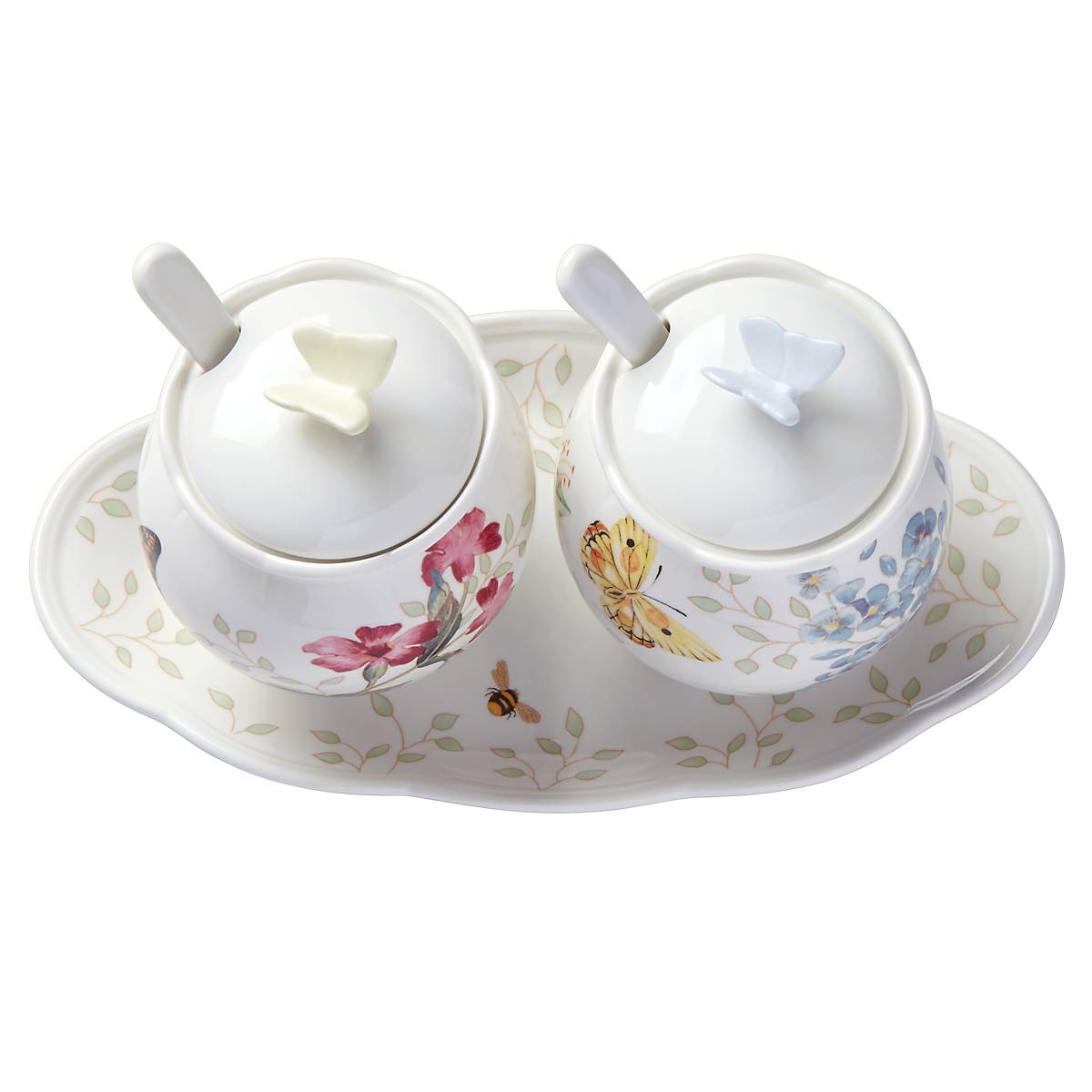 Butterfly Meadow 5-Piece Condiment Set - Stainless Steel Spice Jars with Wooden Stand for Kitchen, Dining Table & BBQ - Perfect for Salt, Pepper, Sugar & Spice Storage