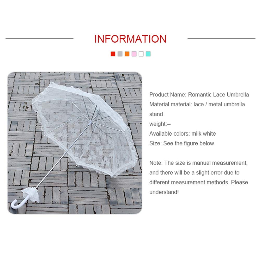 Elegant White Lace Wedding Umbrella with Rose Pattern - Handmade Bridal Accessory for Wedding Photography, Party Decor & Outdoor Ceremonies