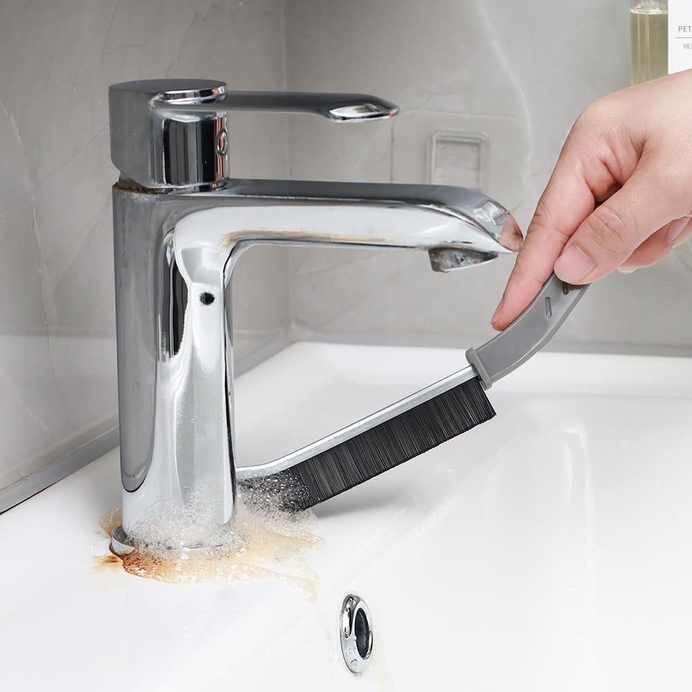 Hard Bristle Crevice Cleaning Brush Set - 3 Pack for Kitchen, Bathroom, Toilet, Bathtub, Sink & Window | Heavy Duty Gap & Grout Cleaning Tool | Perfect for Household Deep Cleaning & Hard-to-Reach Areas