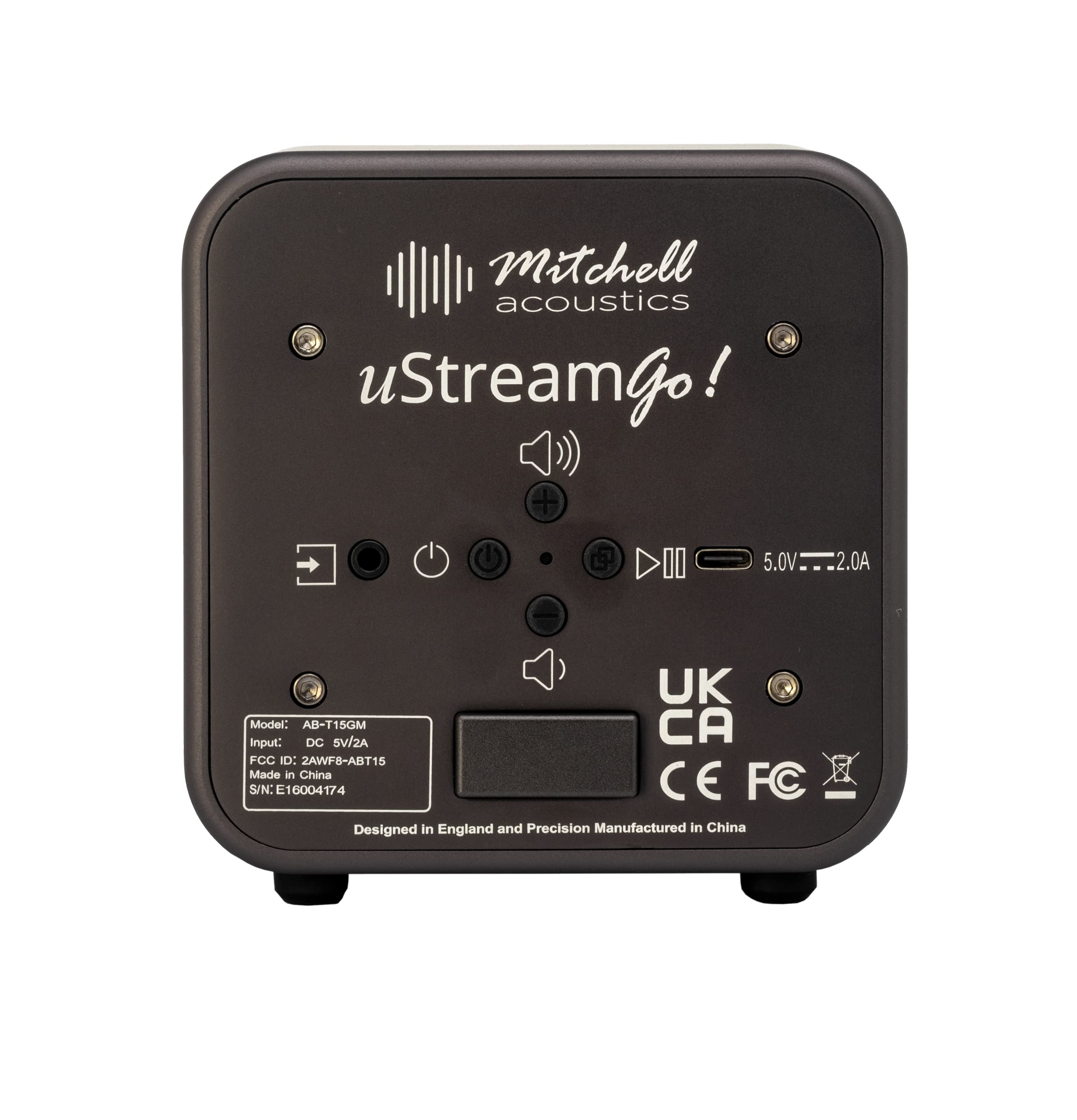 Mitchell Acoustics uStream Go True Wireless Stereo Bluetooth Speakers (Pair) - Gun Metal Finish - Professional Sound Quality for Outdoor, Travel & Home Use