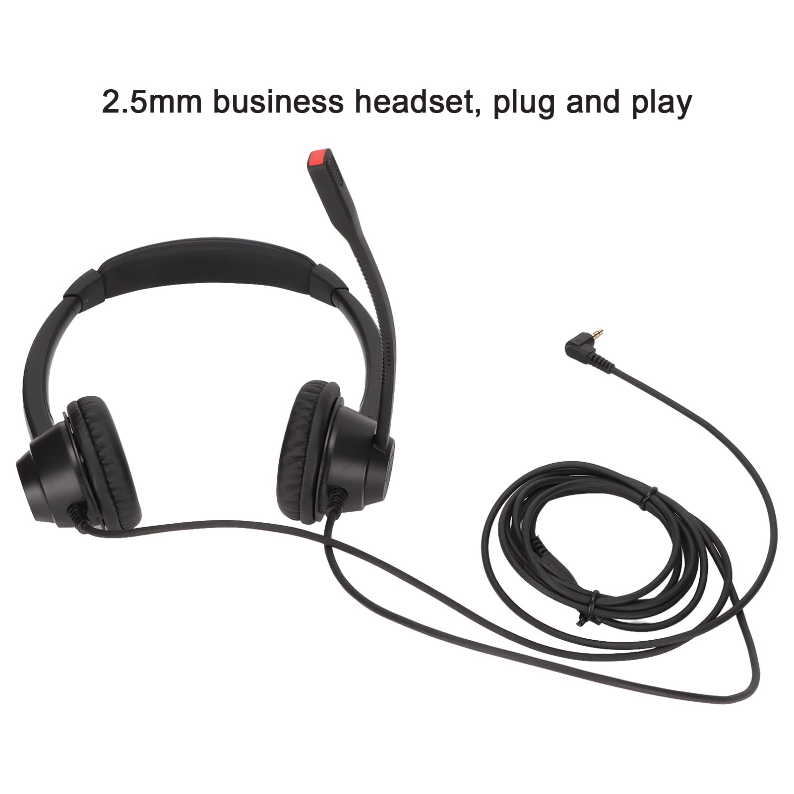 2.5mm Noise Canceling Office Headset with Microphone - Compatible with AT&T, Vtech, Uniden, Grandstream & Polycom Cordless Phones - Perfect for Call Centers, Customer Service & Remote Work