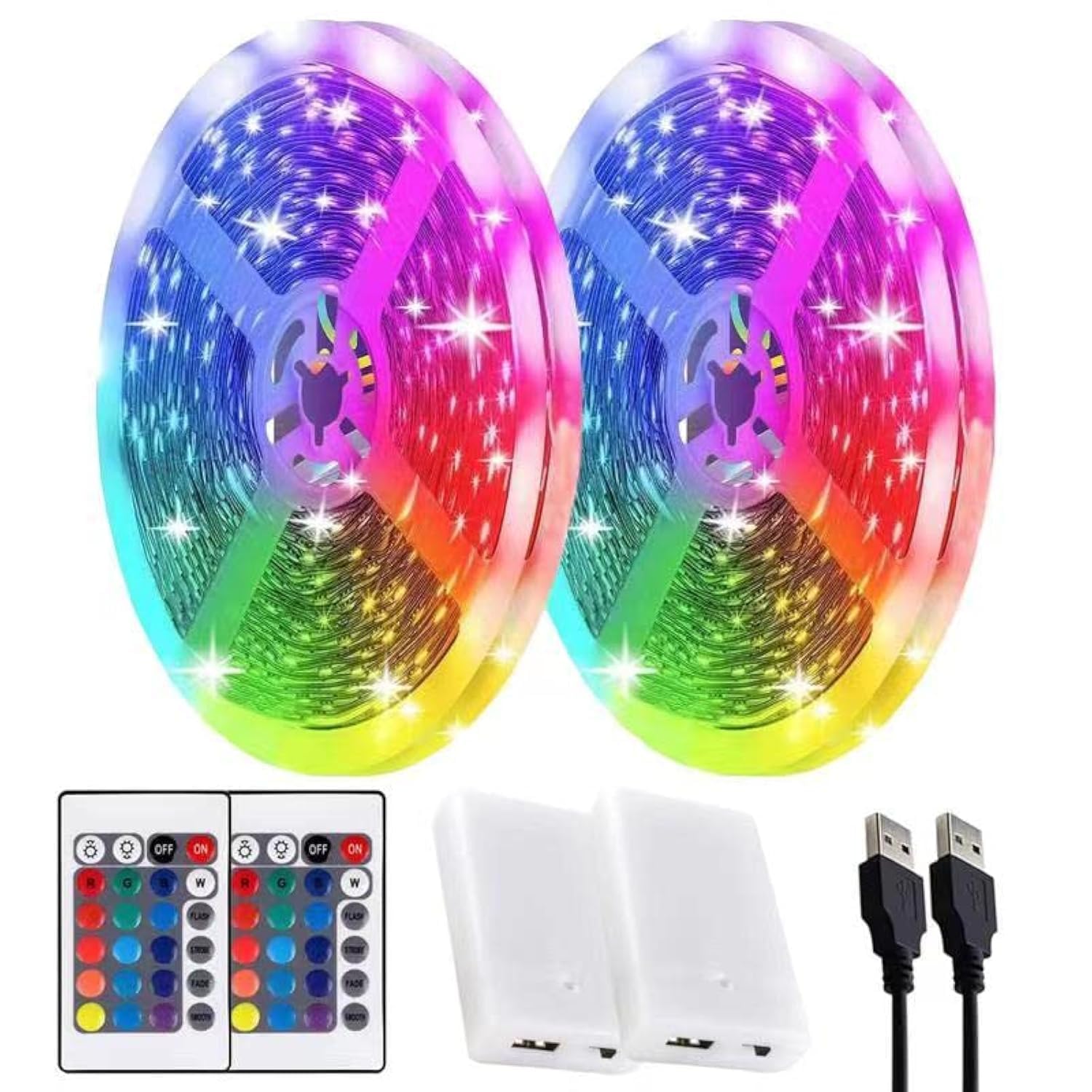 Battery Powered LED Strip Lights 13.2FT - USB Powered 5050 RGB Color Changing Lights for TV Backlight, Bedroom Decor, Home Decoration, Party & Camping - Perfect for Mood Lighting and Indoor/Outdoor Use (4m)