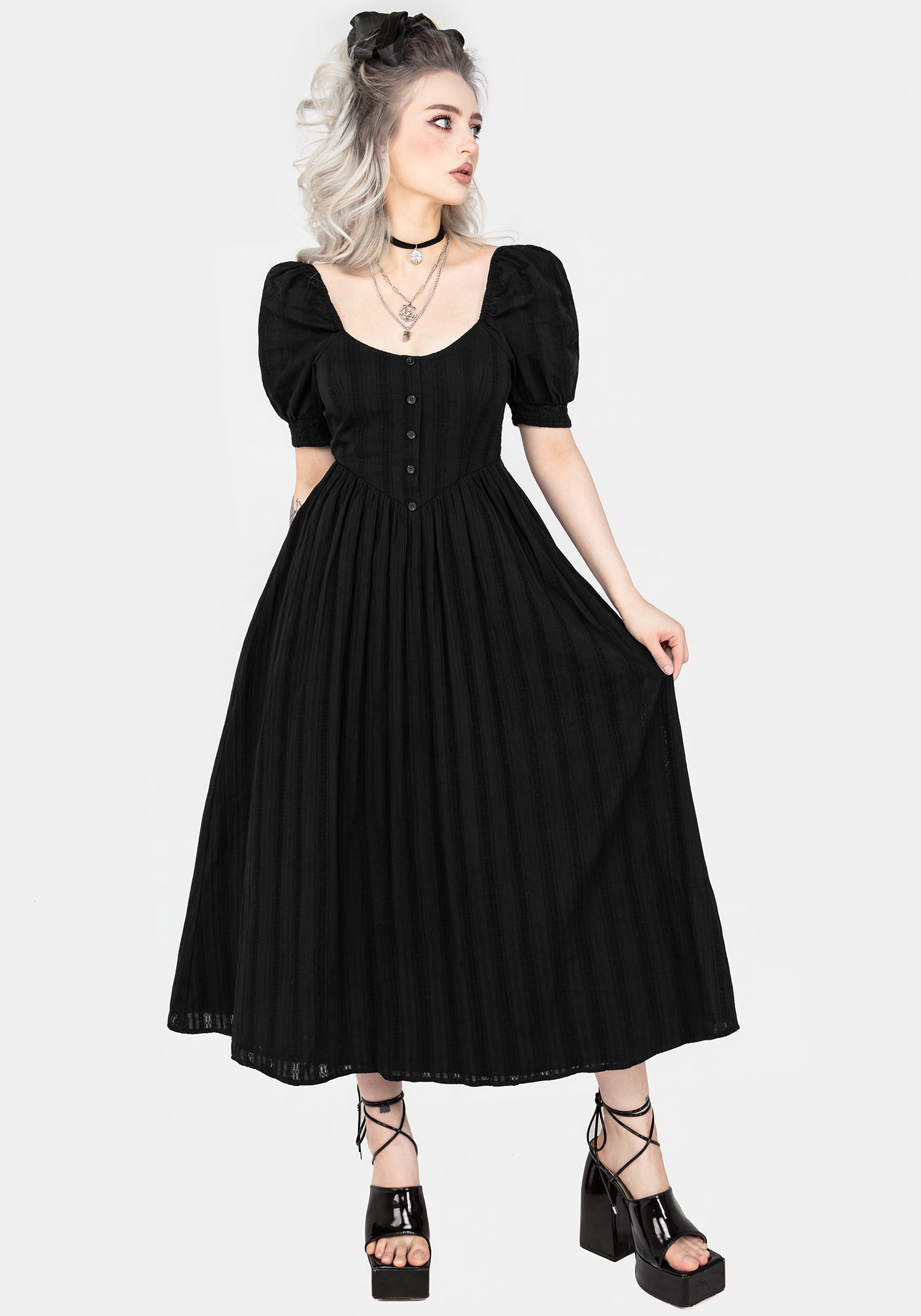 Marcia Broderie Midaxi Dress - Floral Embroidery Midi Dress for Women, Elegant Summer Party & Wedding Guest Outfit