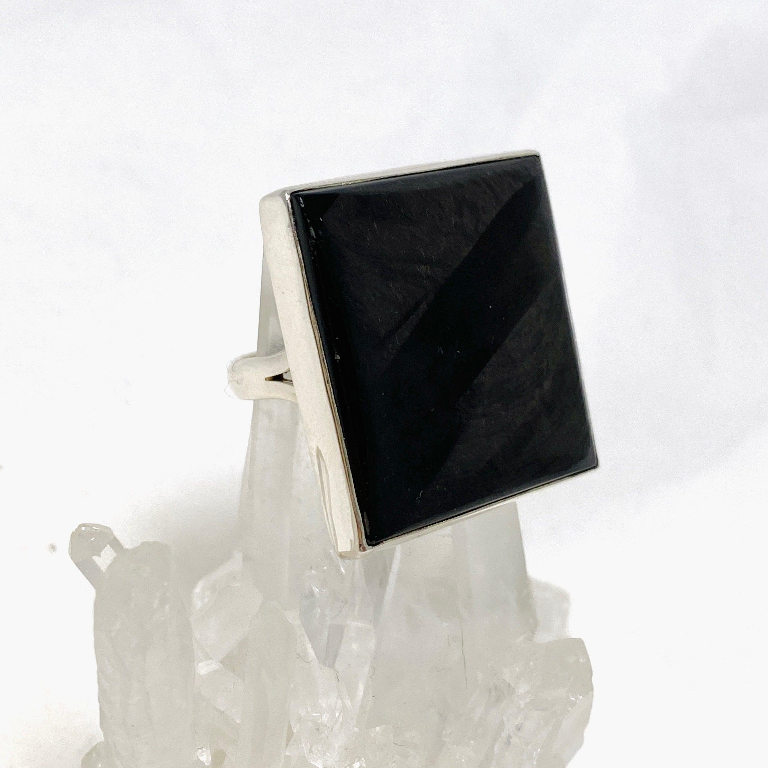 Hypersthene Square Split Band Ring for Women - Size 10 Sterling Silver Gemstone Jewelry KRGJ3154 | Perfect for Everyday Wear, Gift Giving & Special Occasions