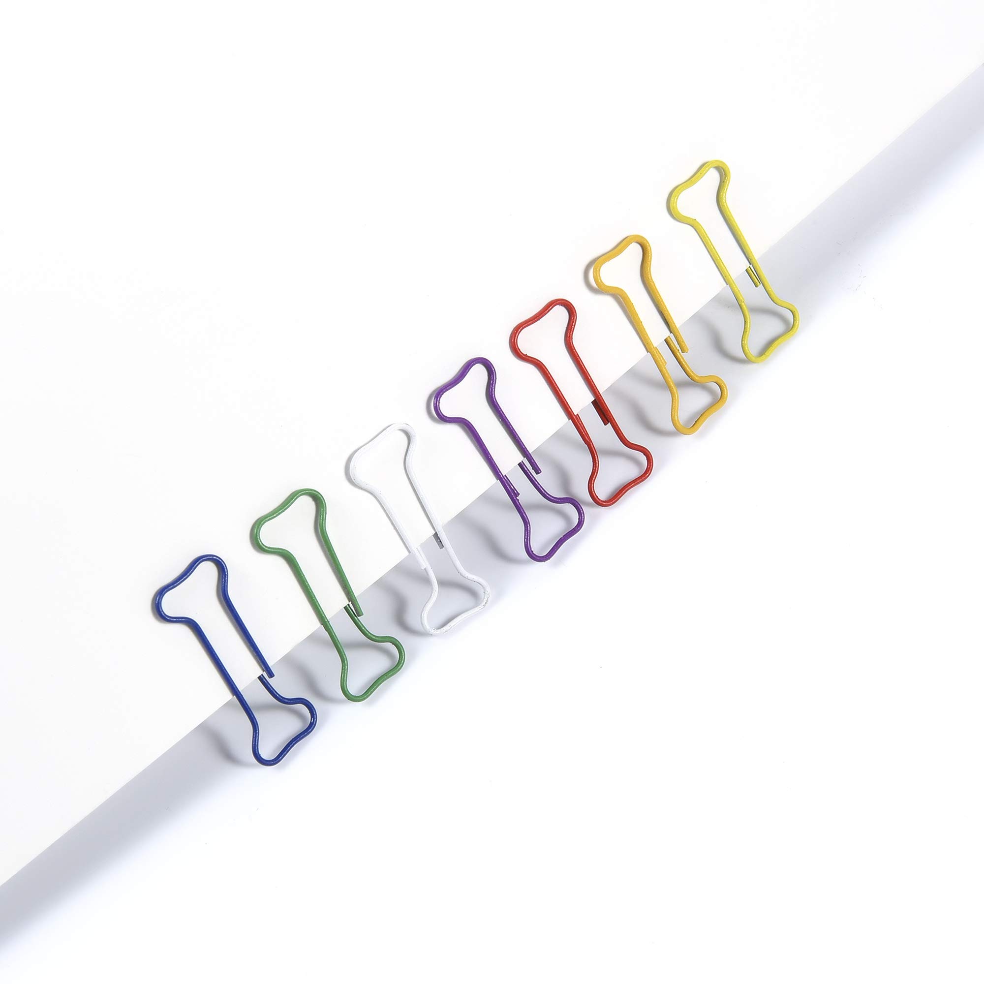 Beautyflier 100 PCS Colorful Bone Shape Metal Paper Clips for Office, School & Home Organization - Office Supplies for Documents, Notes & Crafting