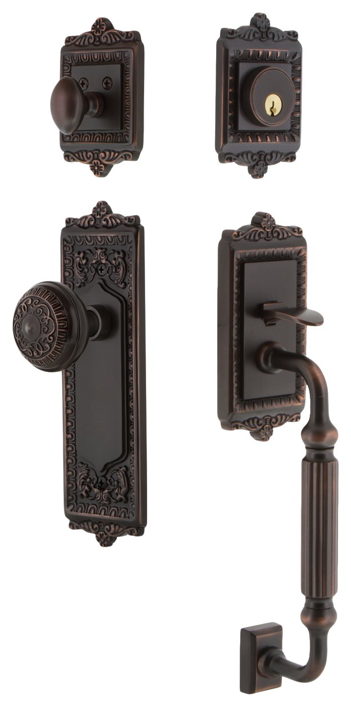 Nostalgic Warehouse 719390 Egg and Dart F Grip Entry Door Handle Set & Knob, 2.375